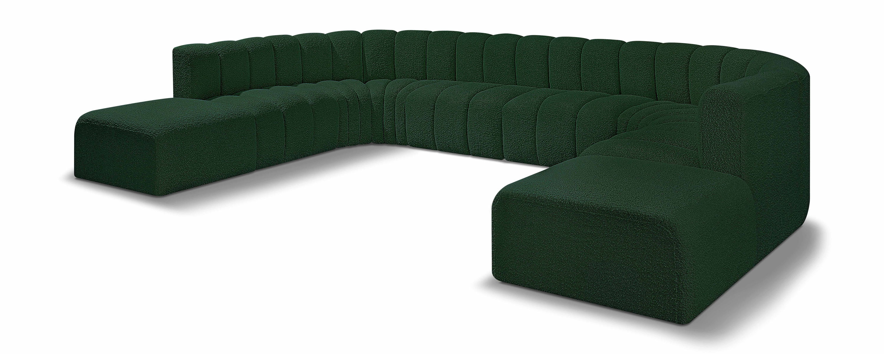 Arc - Boucle Fabric Modular Sectional - Green