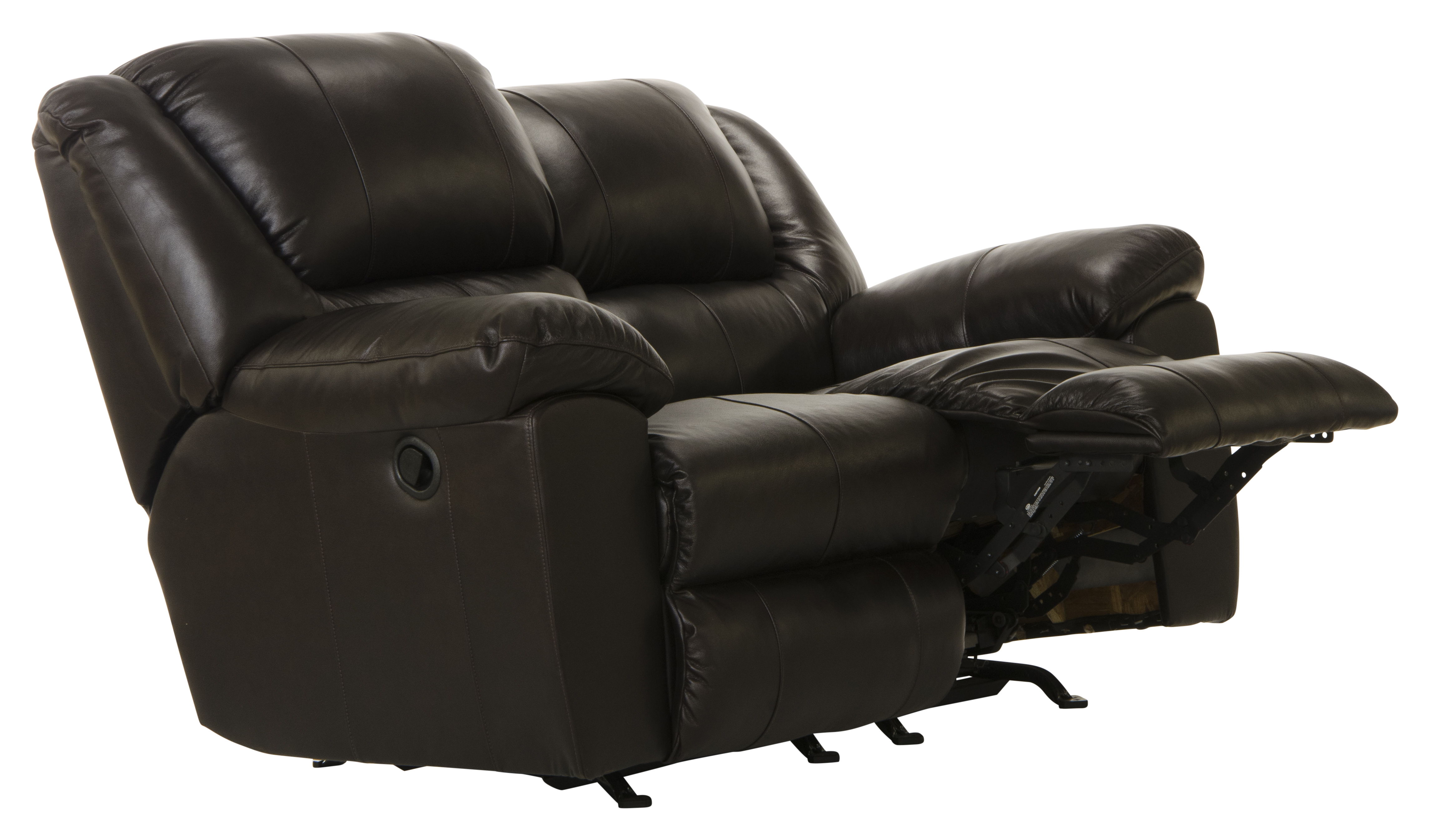 Transformer II - Rocking Reclining Loveseat - Chocolate Top Grain Italian Leather Match