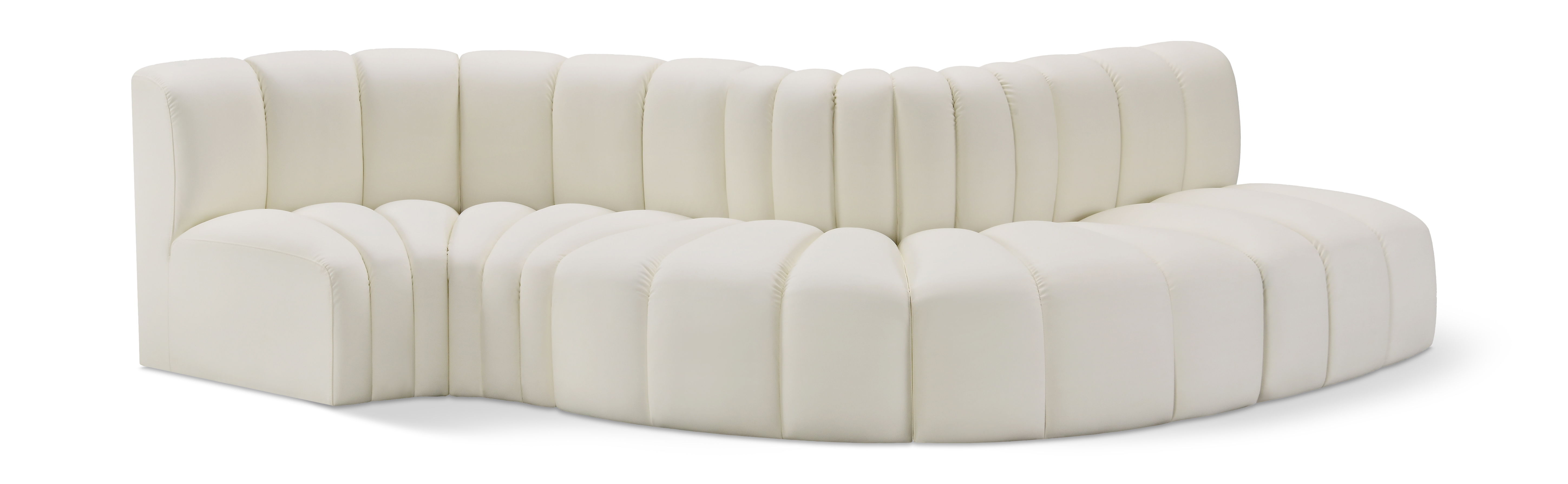 Arc - Faux Leather 5 Piece Modular Sofa - Cream