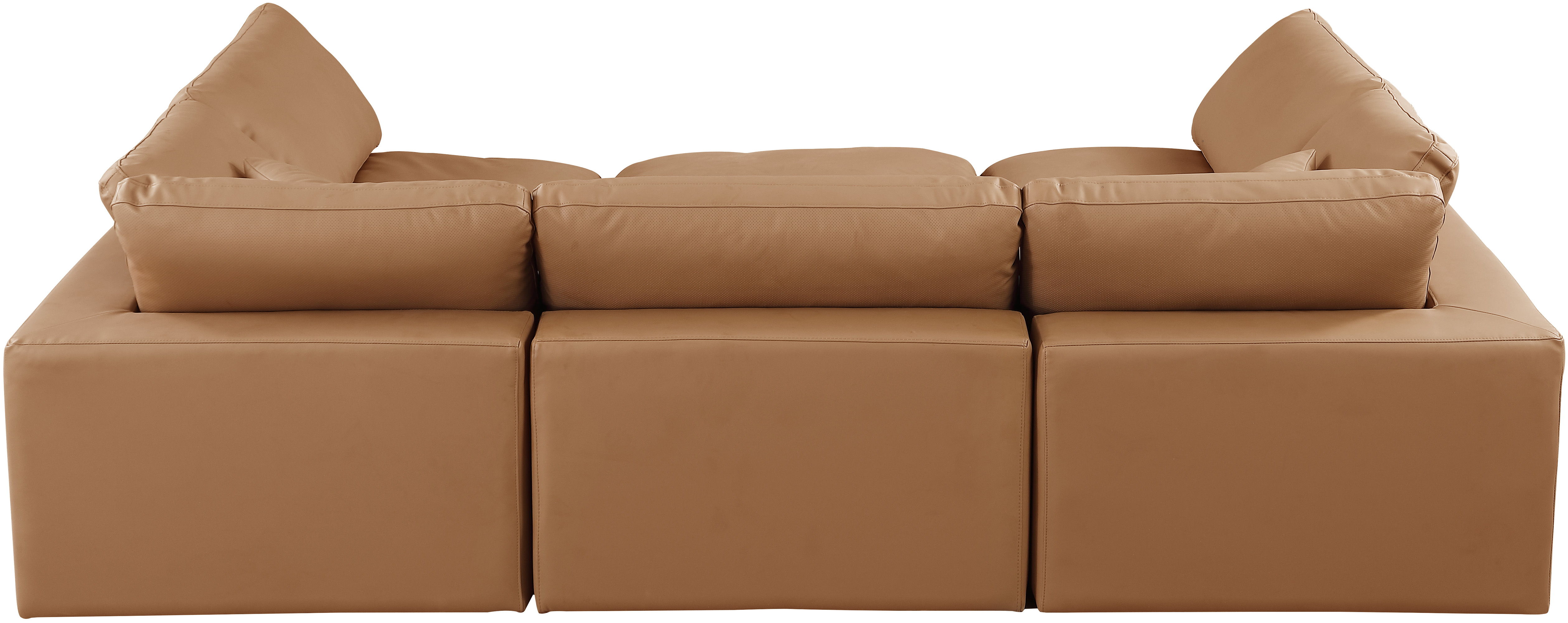 Comfy - 6 Piece Faux Leather Sectional - Cognac