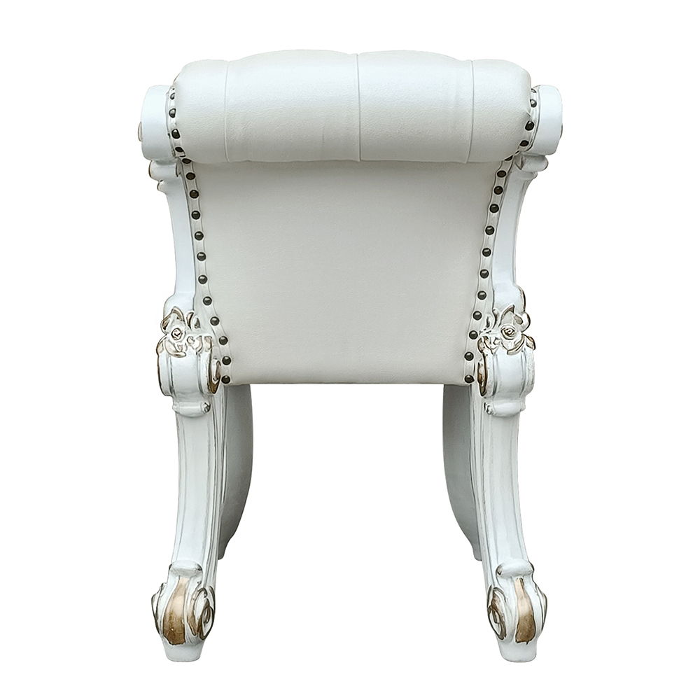 Vendome - Vanity Stool - Beige Synthetic Leather & Antique Pearl, white, view 6