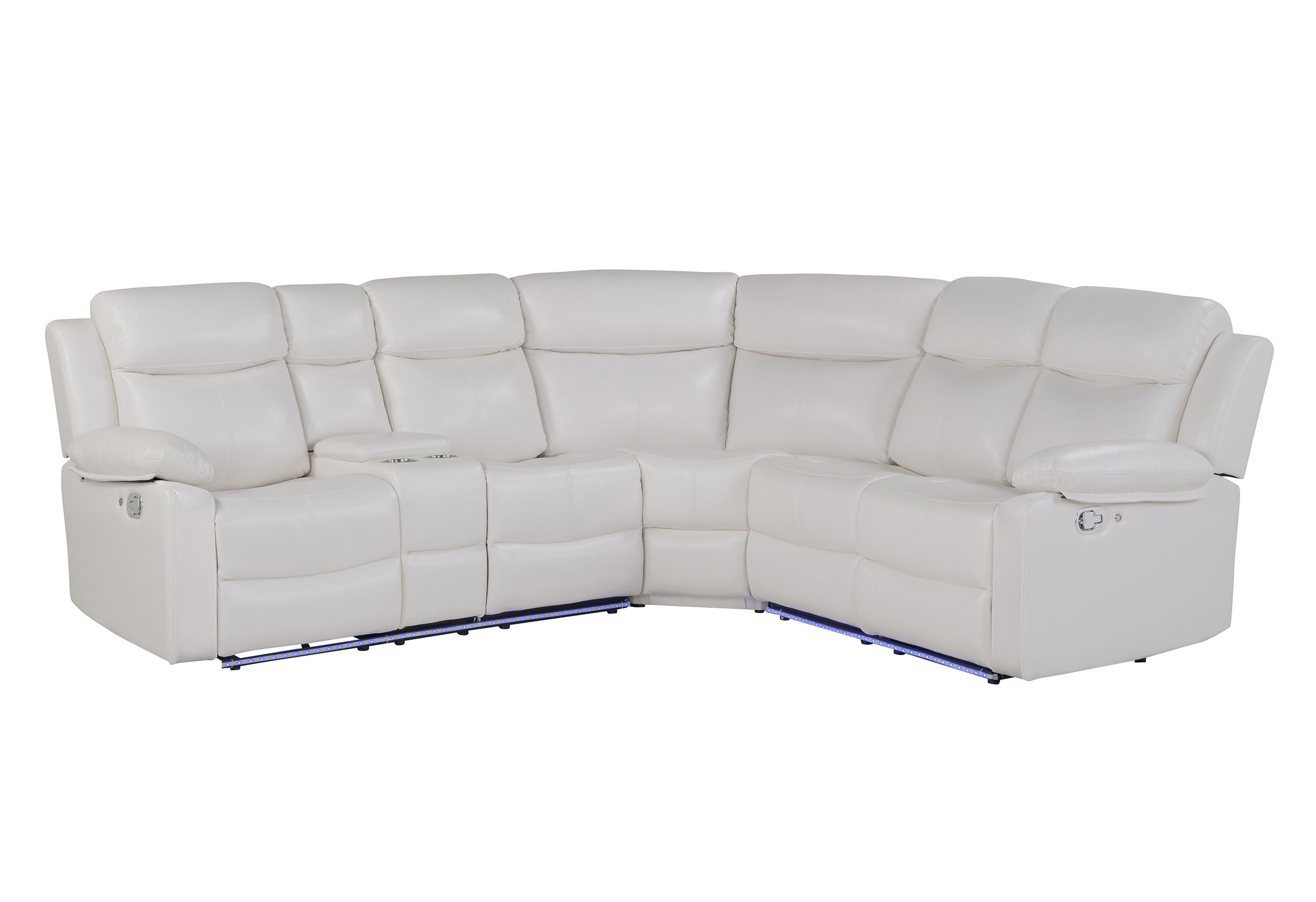 U6026 - Right Facing Console Reclining Loveseat With 1 Recliner And LED - White