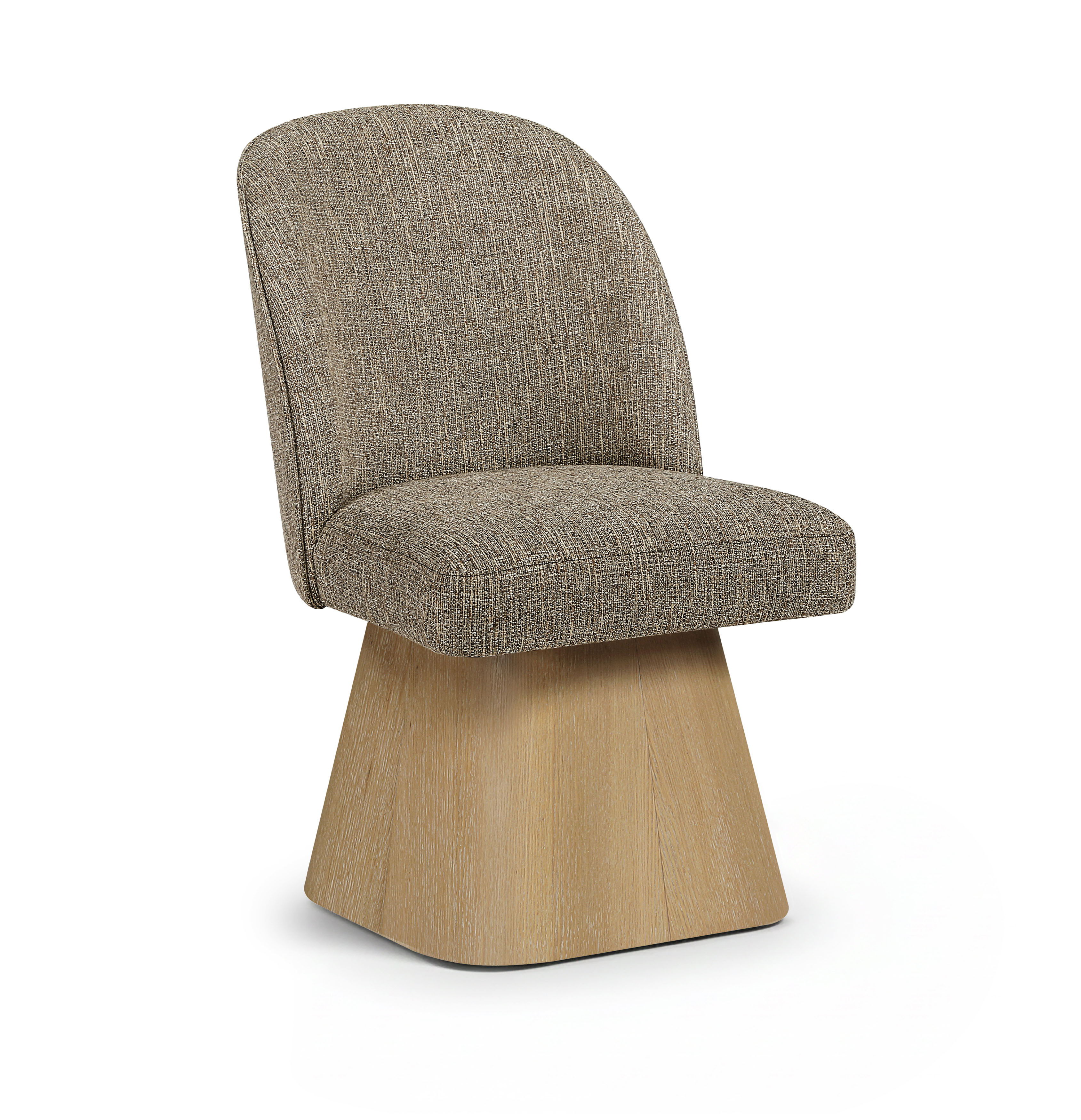 Marlowe - Linen Textured Fabric Upholstered Swivel Dining Side Chair - Brown