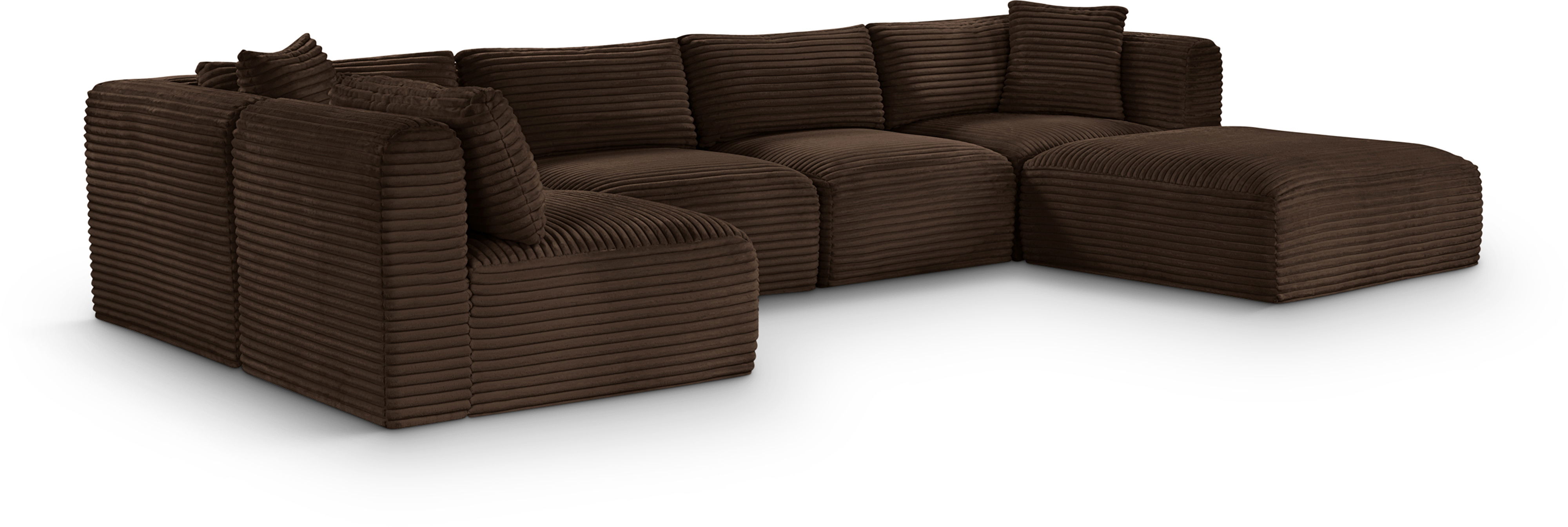 Shaggy - 6 Piece Modular U-Shaped Sectional - Brown