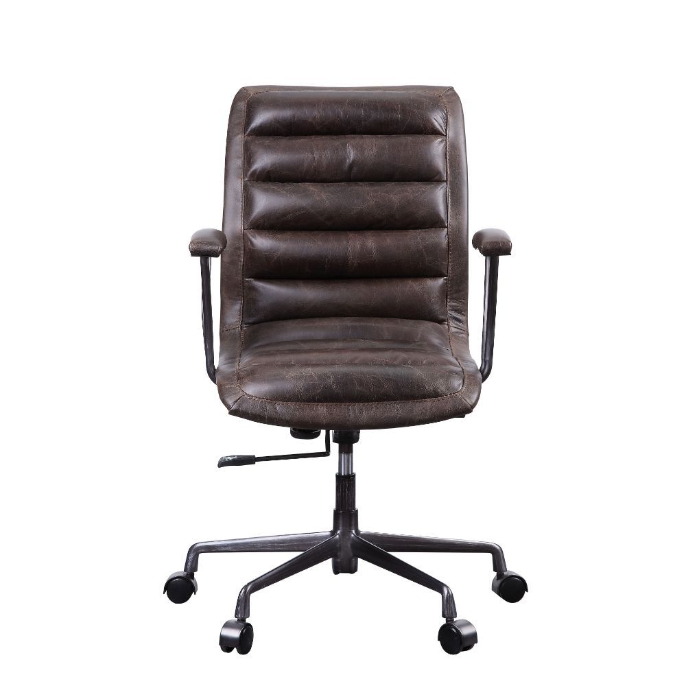 Zooey - Office Chair - Distress Chocolate Top Grain Leather, dark brown, view 2
