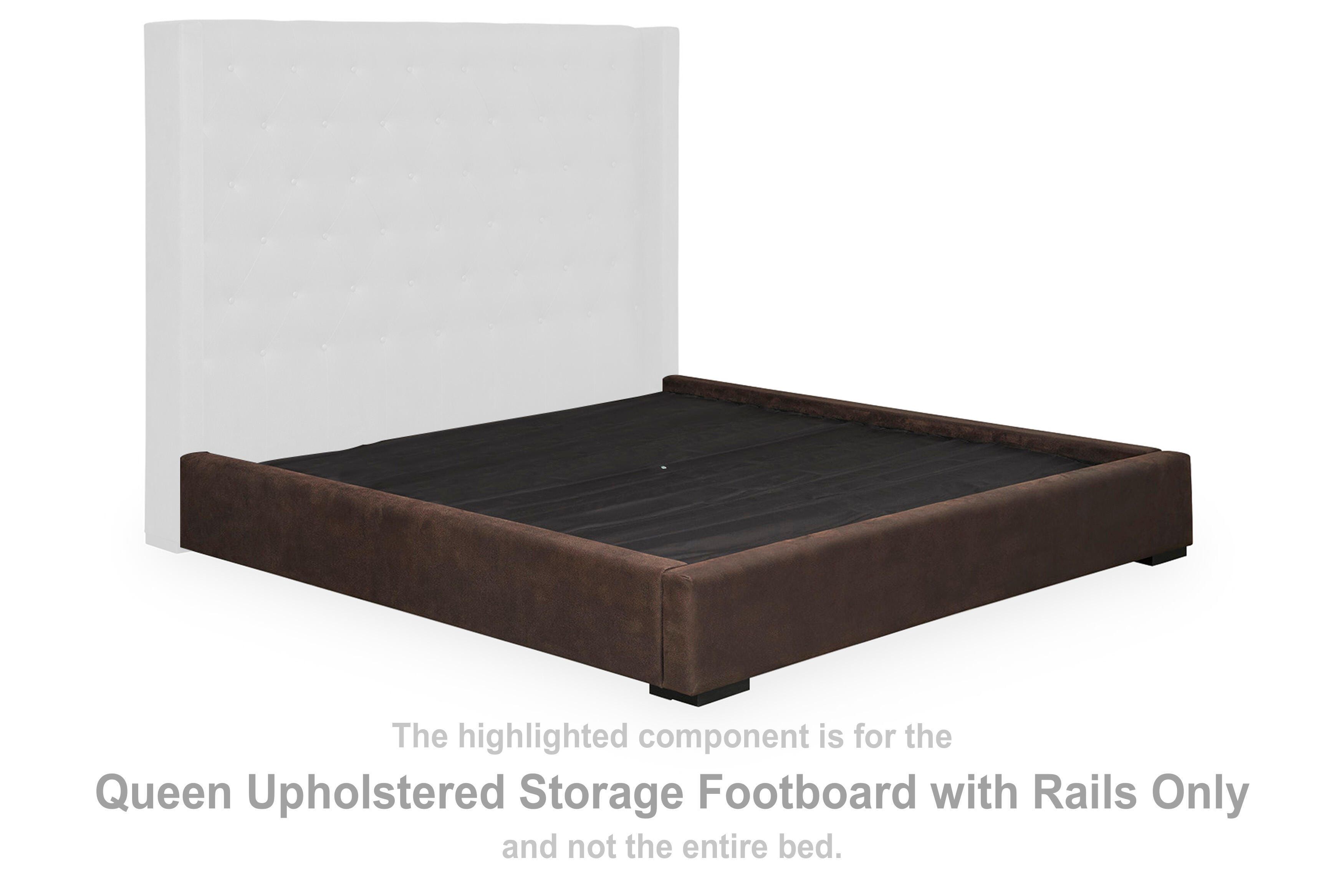 Lavernty – Queen Upholstered Storage Footboard/Rails – Coffee