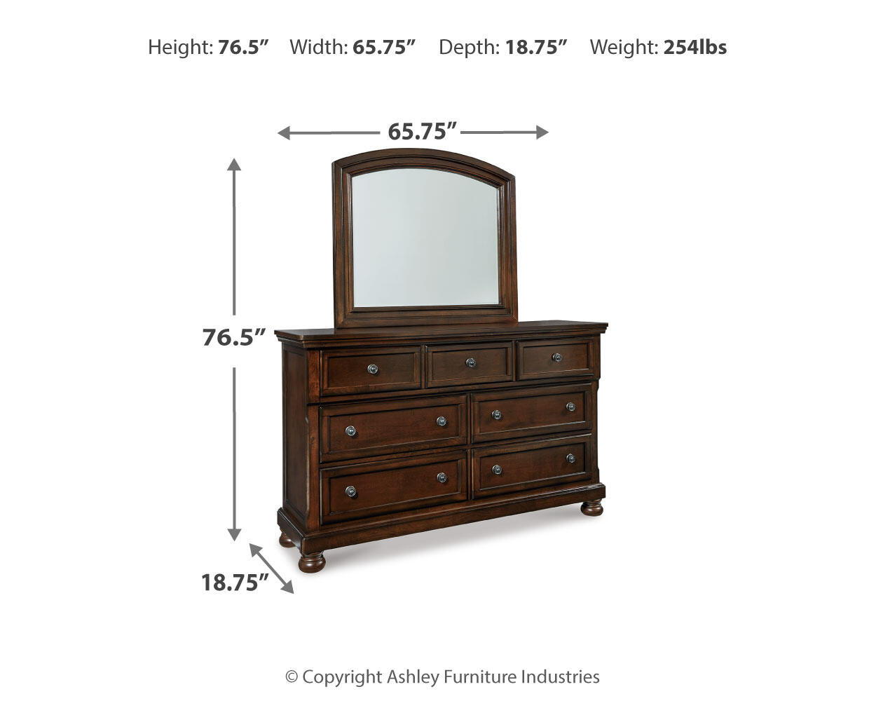 Ashley Furniture Porter - Dresser, Mirror - Rustic Brown - Image 4