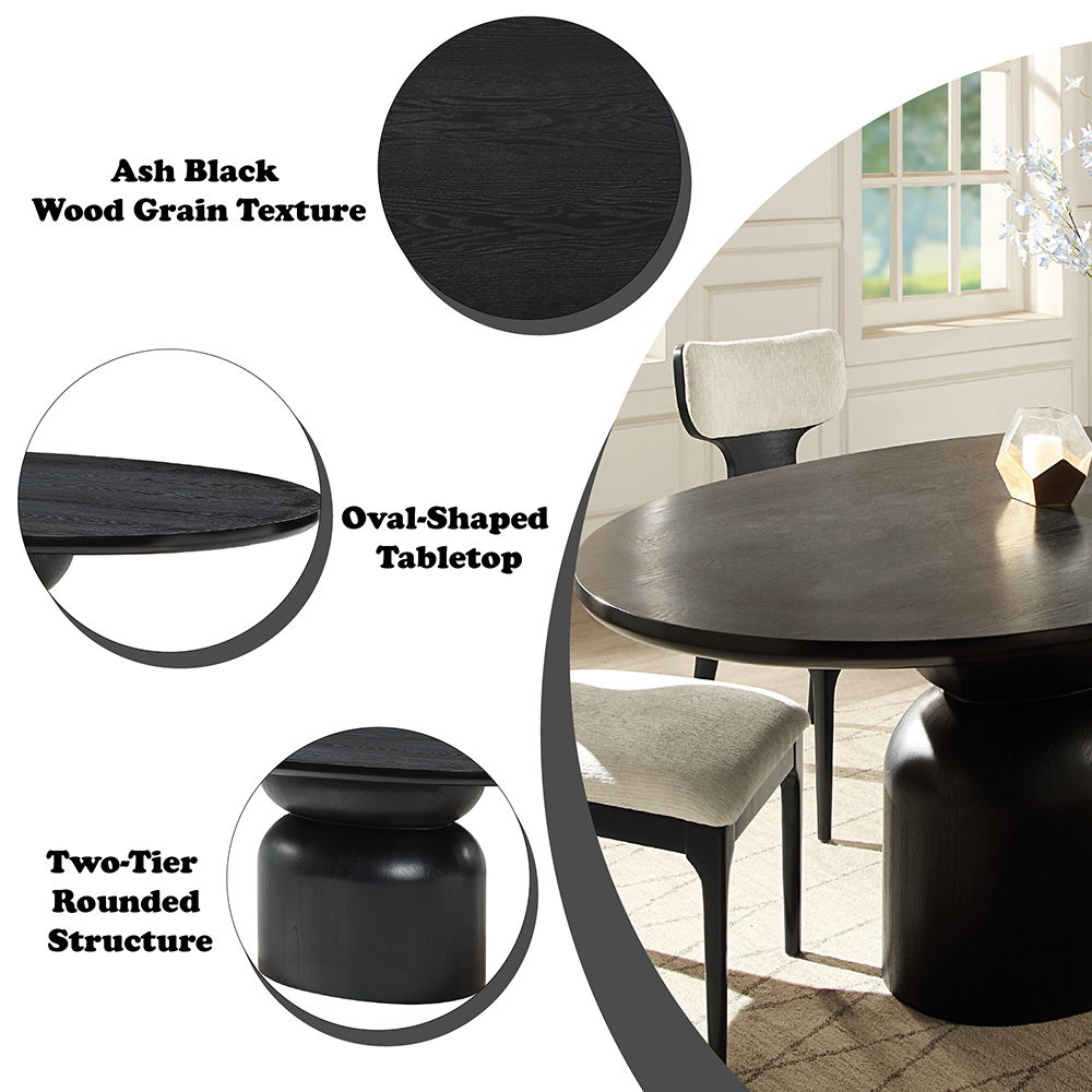 Marioly - Dining Table - Ash Black, black, view 7