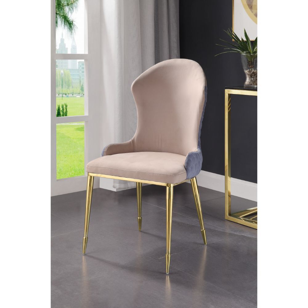 Caolan - Side Chair (Set of 2) - Tan, Lavender Fabric & Gold, beige, view 4