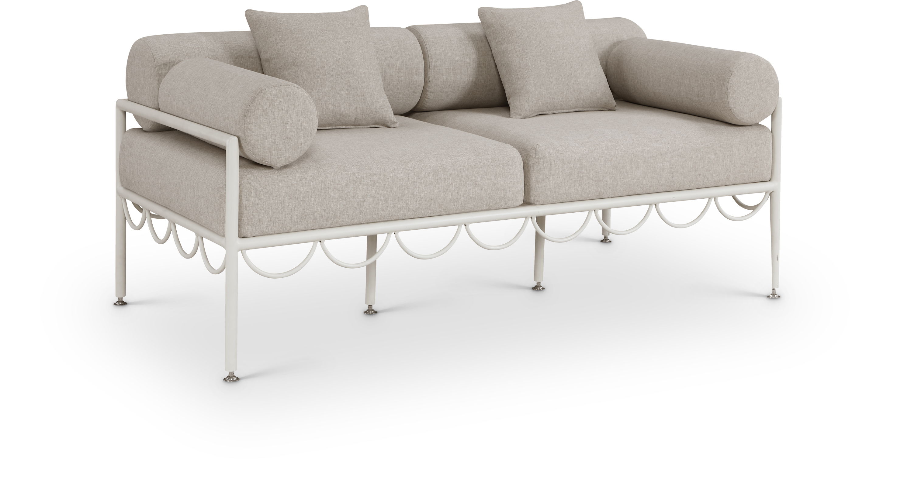Portofino - Resilient Water Repellent Fabric 69.75" Upholstered Outdoor Patio Loveseat - Beige