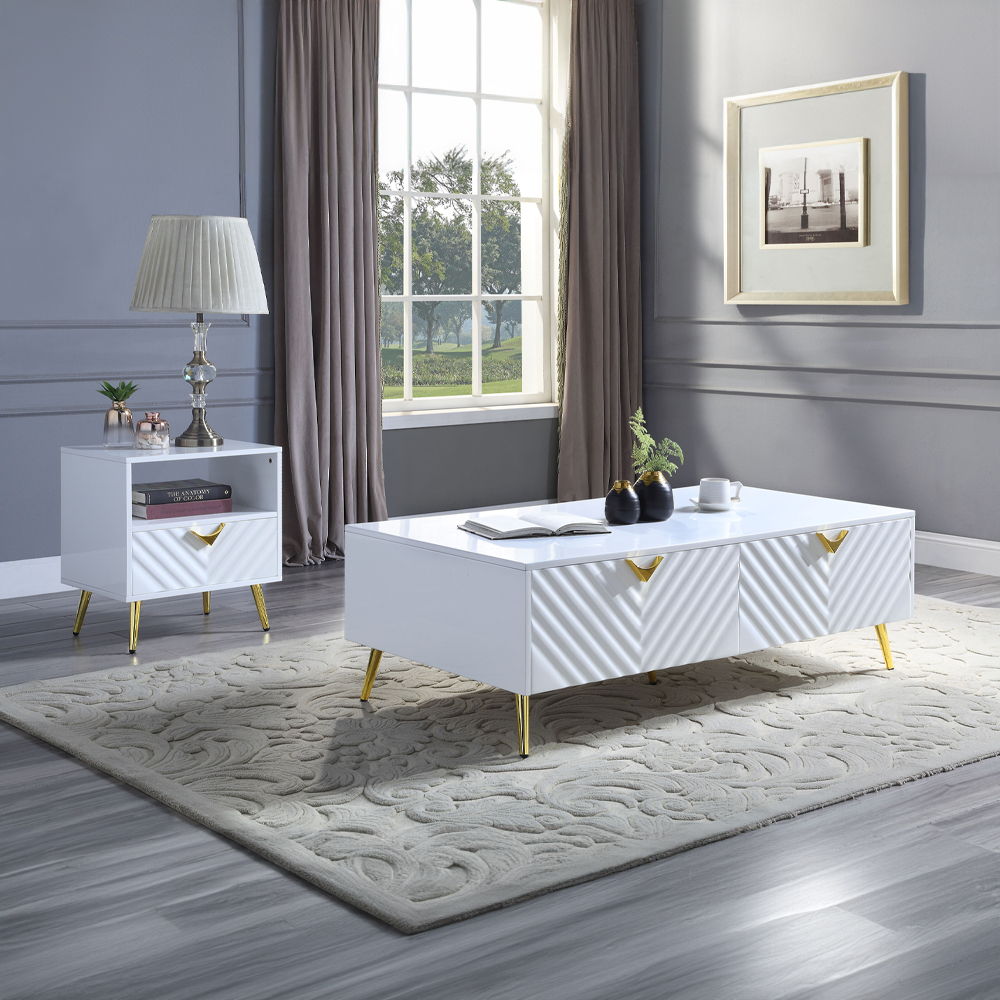 Gaines - End Table - White High Gloss, white, view 2