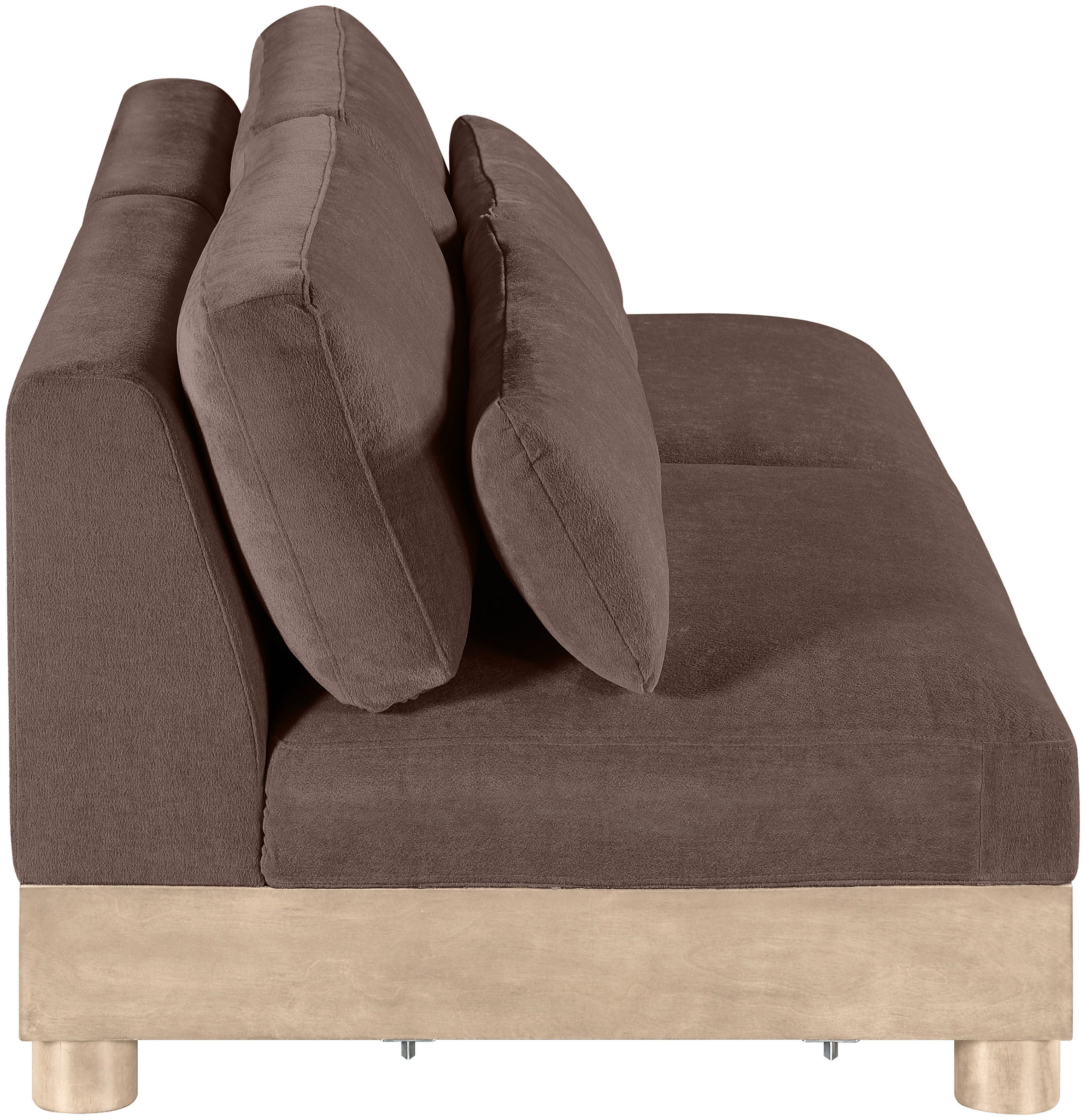 Turin - 80" Chenille Fabric Upholstered 2 Piece Modular Loveseat - Brown / Natural Oak