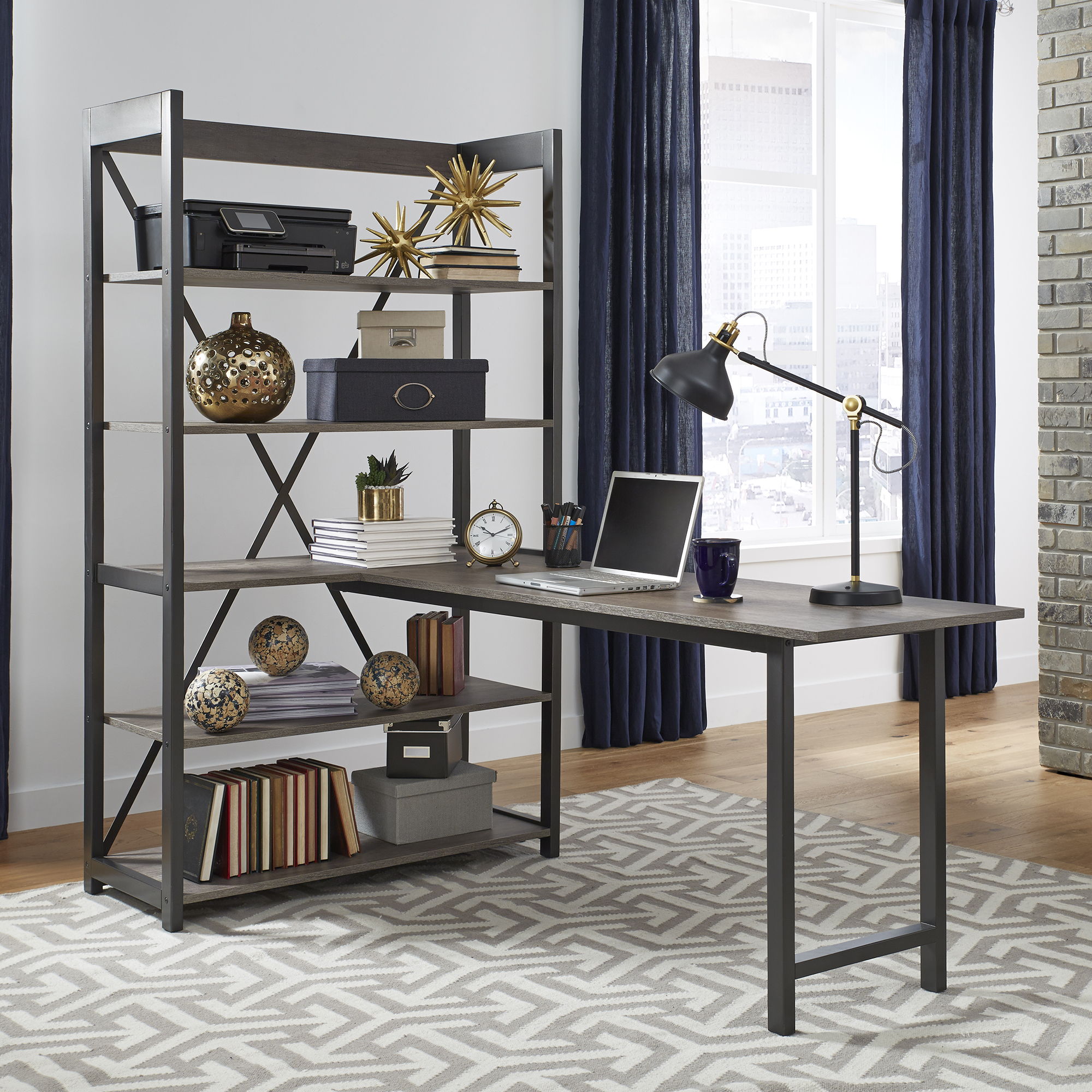 Liberty Furniture Tanners Creek - 2 Piece Home Office Set (Desk And Bookcase) - Dark Gray