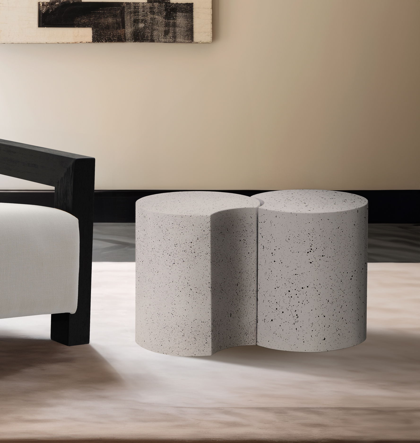 Dimple - 16" 2 Piece Modular End Table - White Terazzo