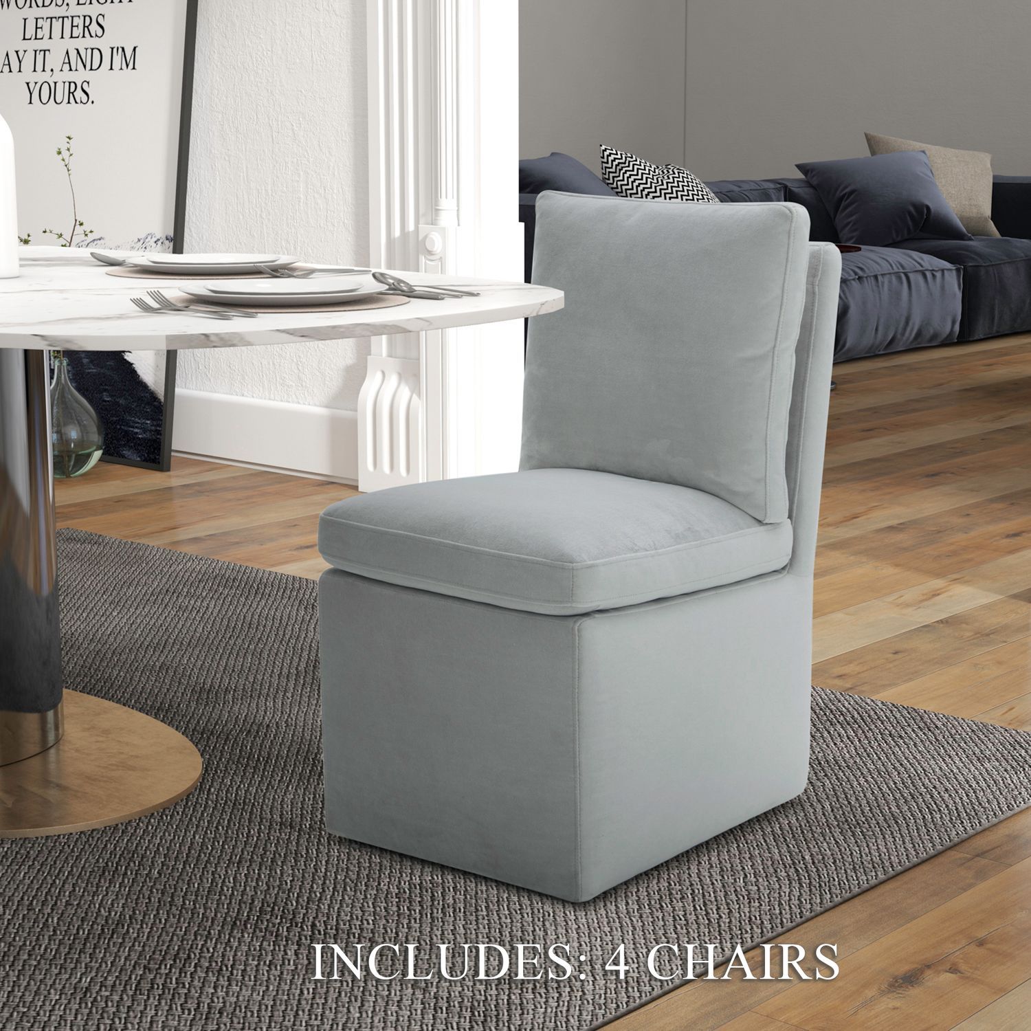Accent Dining - Accent Dining Chairs With Casters (Set of 4) - Dark Gray Image