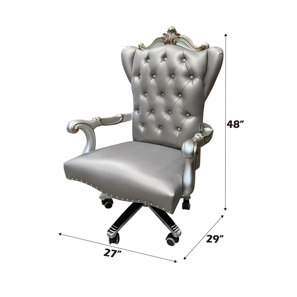 Versailles - Executive Office Chair - Silver Synthetic Leather & Antique Platinum, silver, view 5