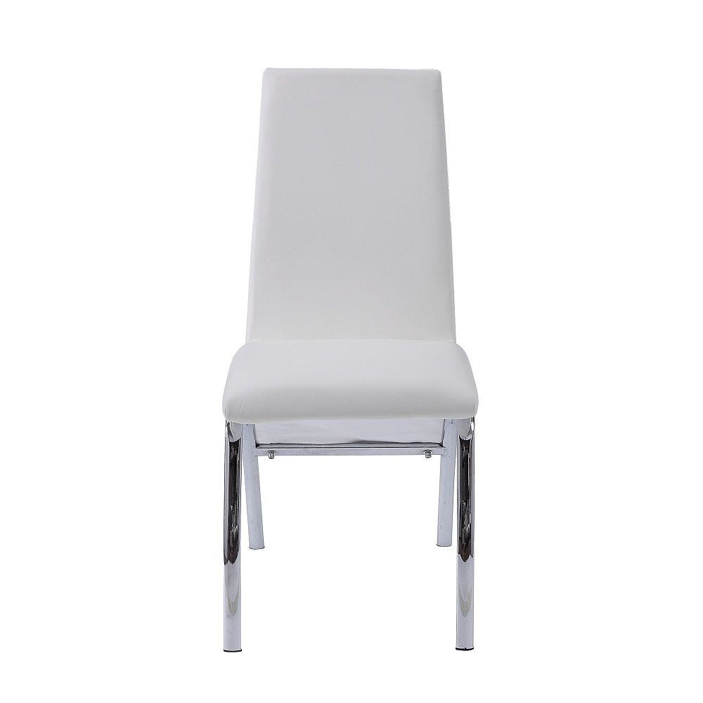 Pervis - Side Chair (Set of 2) - White Synthetic Leather & Chrome, white, view 8