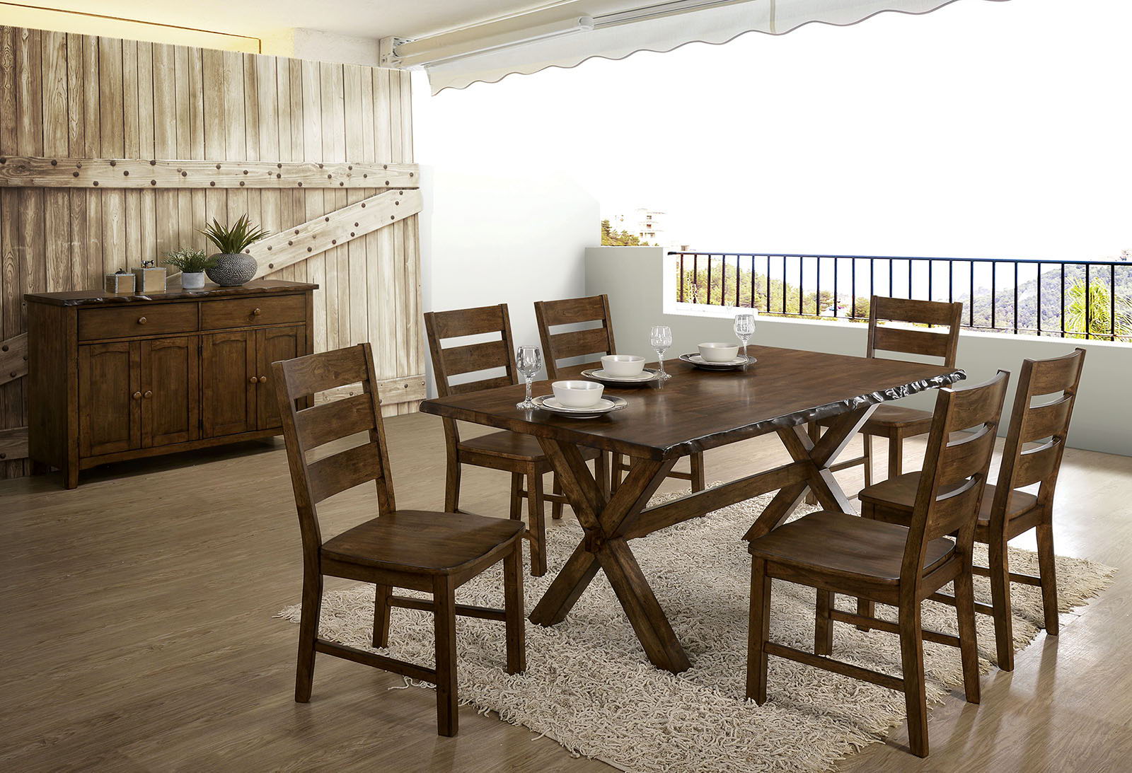 Woodworth 7 Piece Dining Table Set Walnut New Lots Furniture