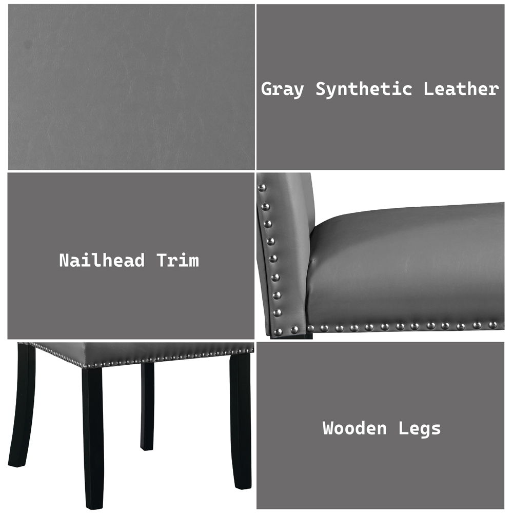 Caralin - Side Chair (Set of 2) - Gray Synthetic Leather & Black, gray, view 8