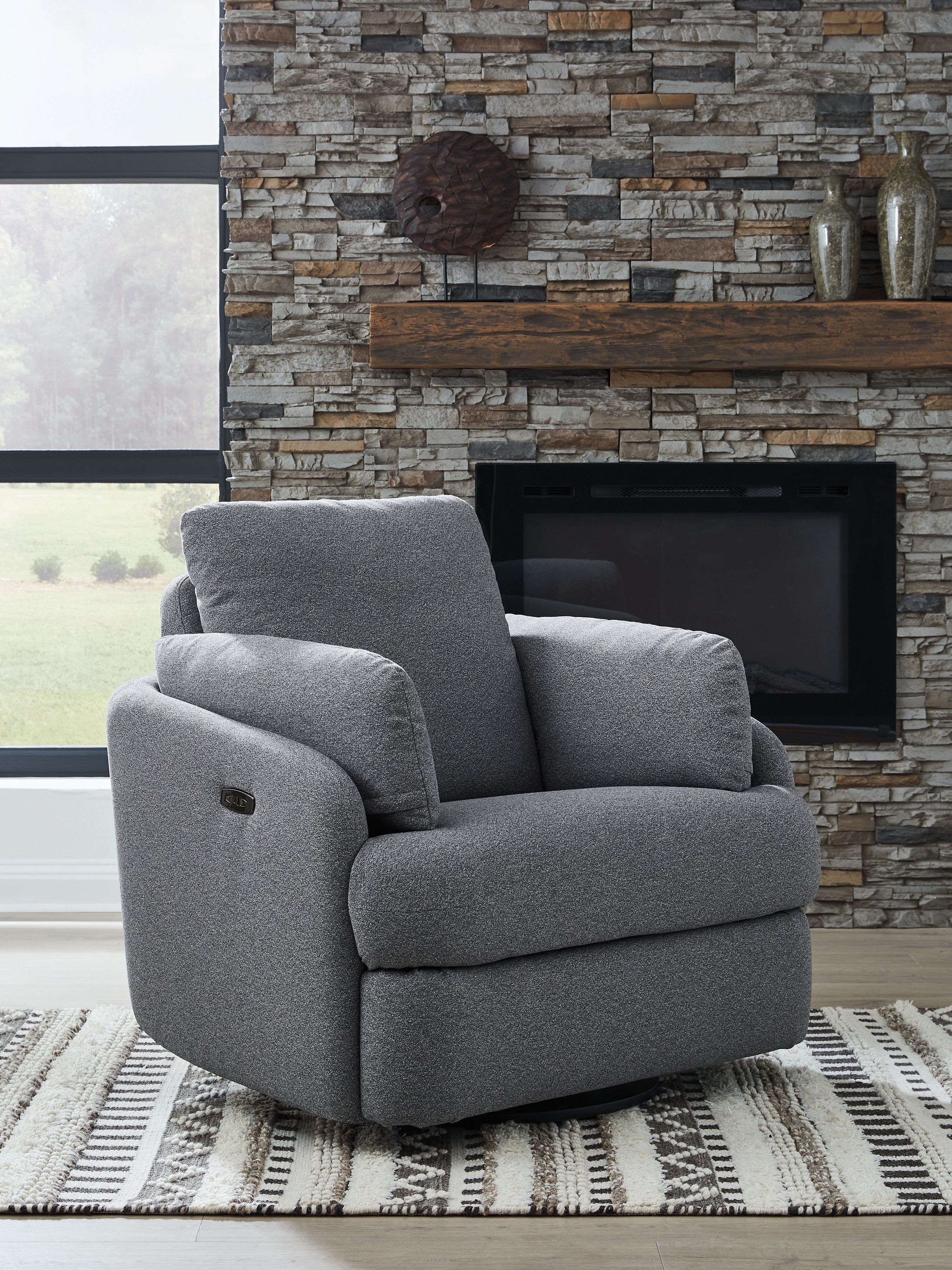 Ashley Furniture Alainmont Next-Gen Nuvella - Swivel Power Recliner - Salt And Pepper - Image 2