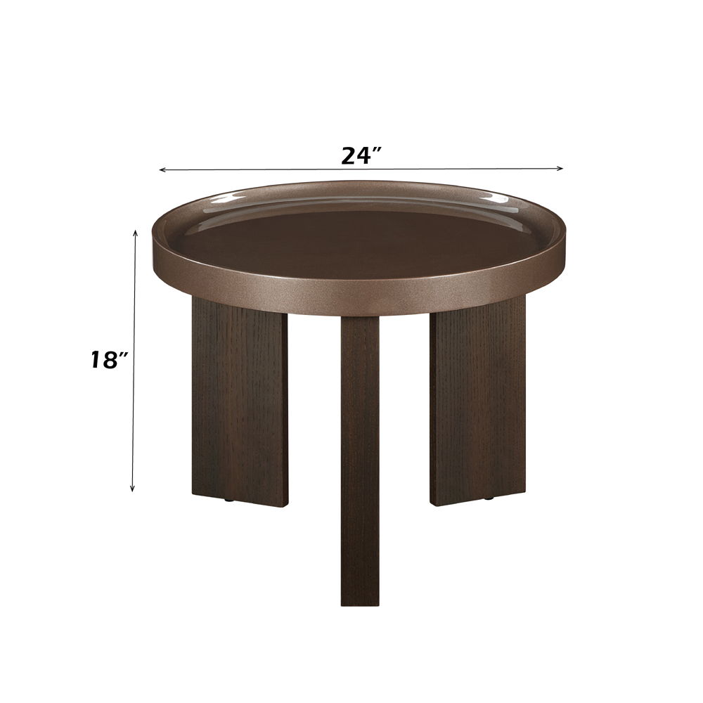 Lakita - End Table - Dark Blond High Gloss & Smoked Oak, dark brown, view 4