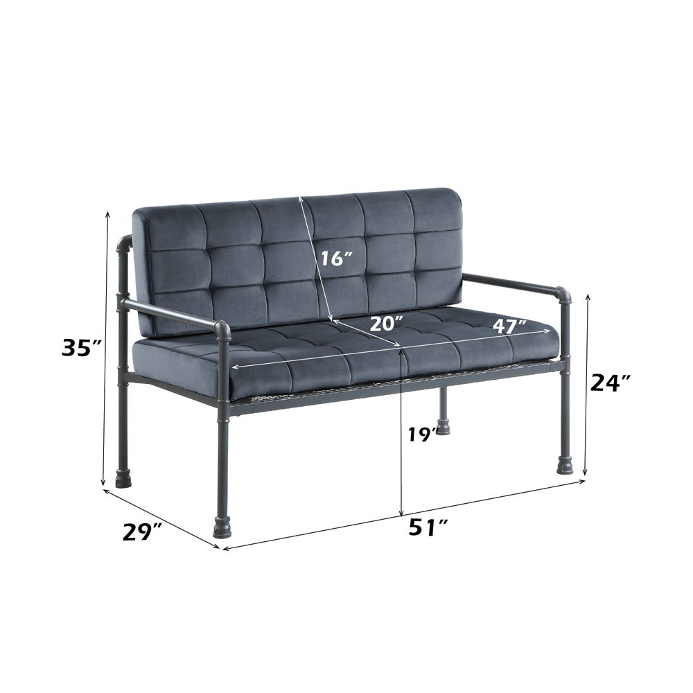 Brantley - Loveseat - Gray Velvet & Sandy Gray, dark gray, view 6