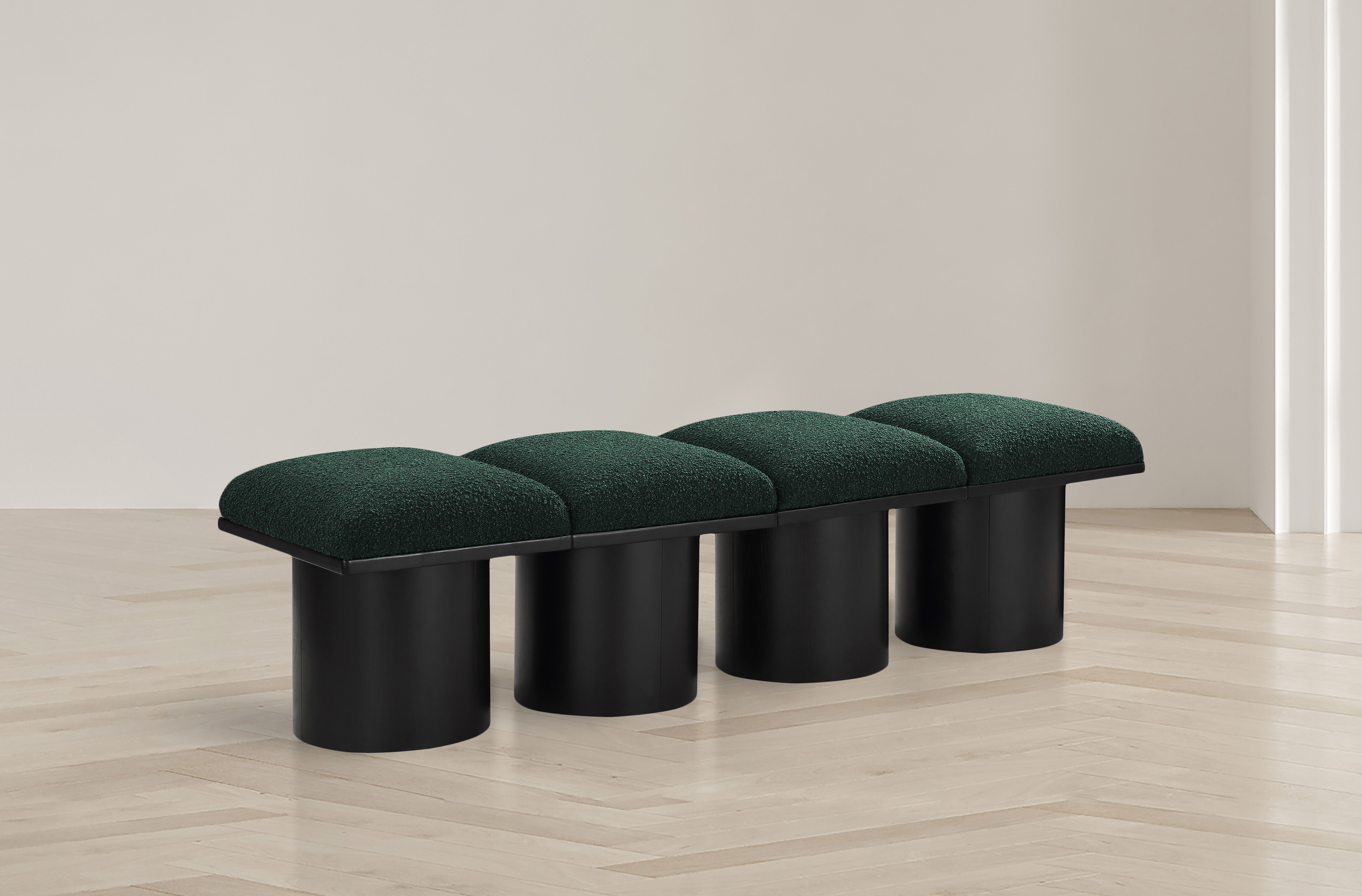 Pavilion - 62" 4 Piece Modular Bench With Black Base - Green