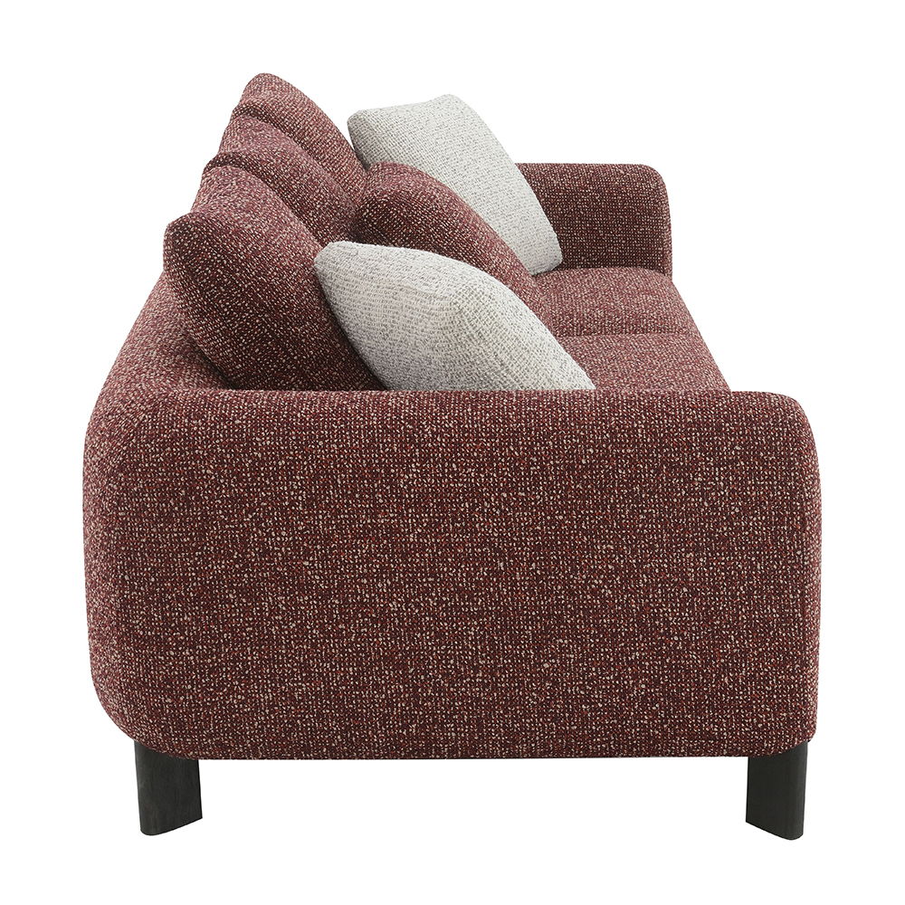 Mardi - Sofa With 6 Pillows - Maroon Tweed, dark red, view 3