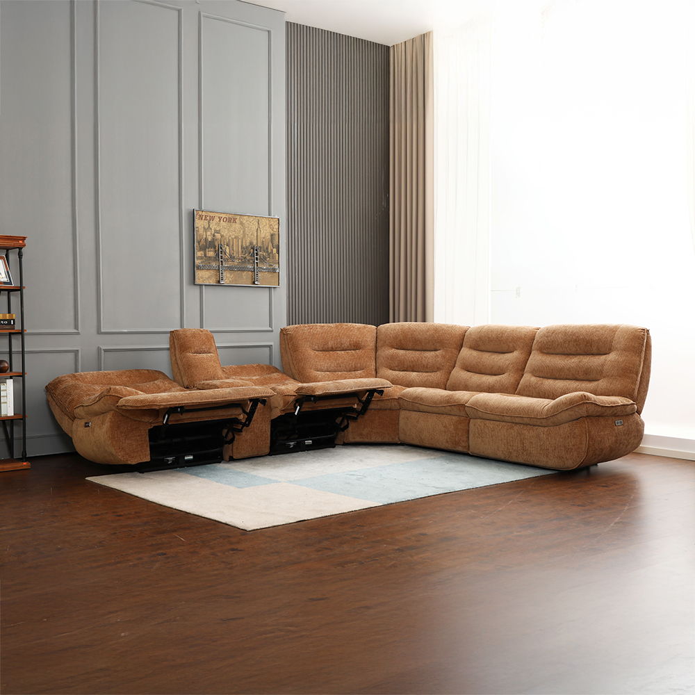 Emmy - Power Motion Sectional Sofa - Orange Chenille, orange, view 6