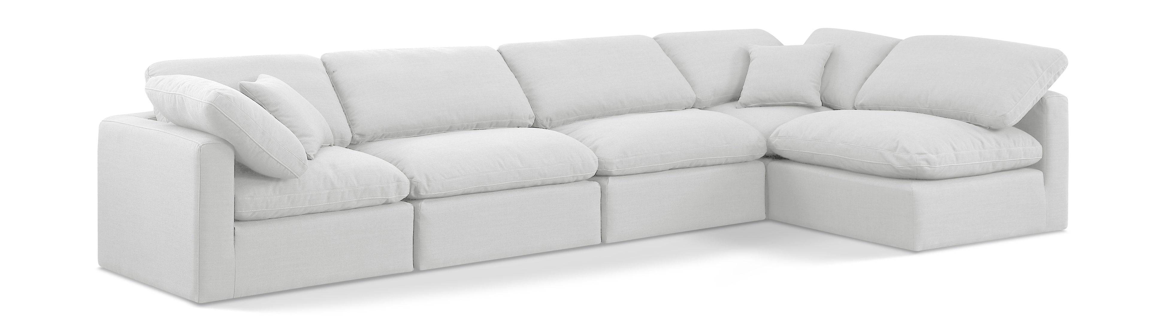 Indulge - Linen 5 Piece Modular Sectional - White