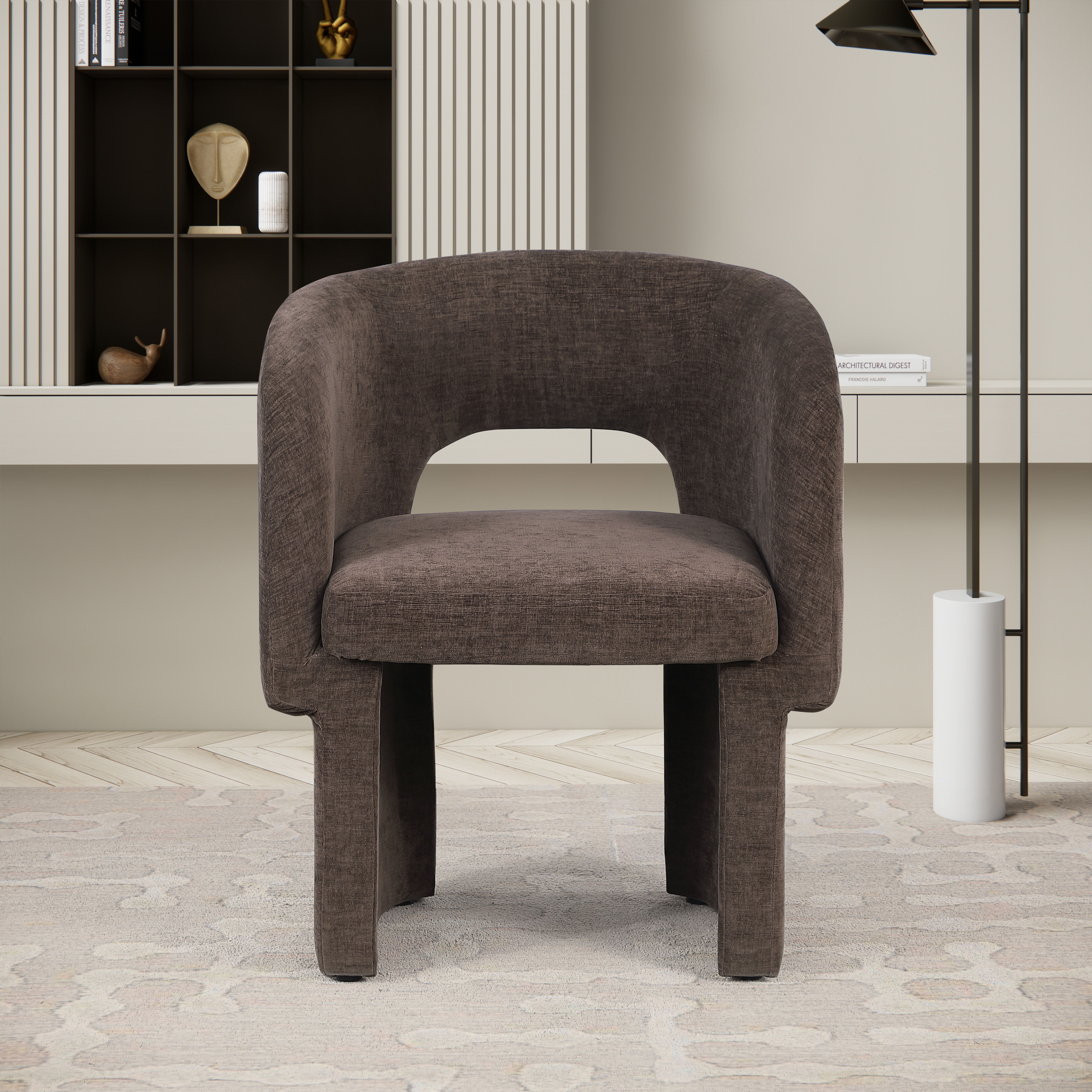 Emmet - Chenille Dining Chair / Accent Chair - Brown