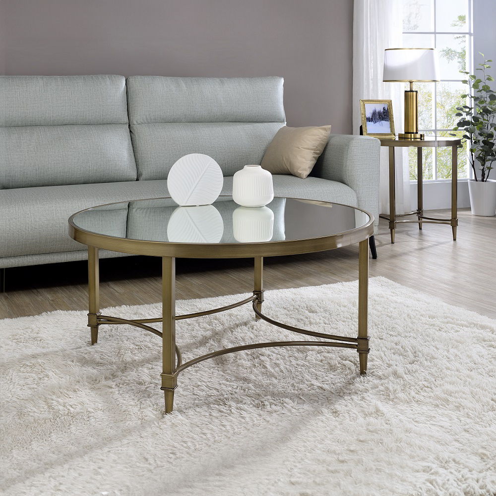 Aditya - Coffee Table - Mirrored & Antique Brass, gold, view 5