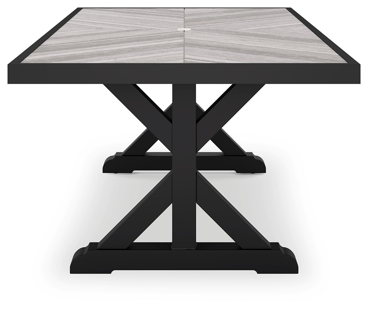 Ashley Furniture Beachcroft - Rectangular Dining Table With Umbrella Option - Black / Light Gray - Image 8