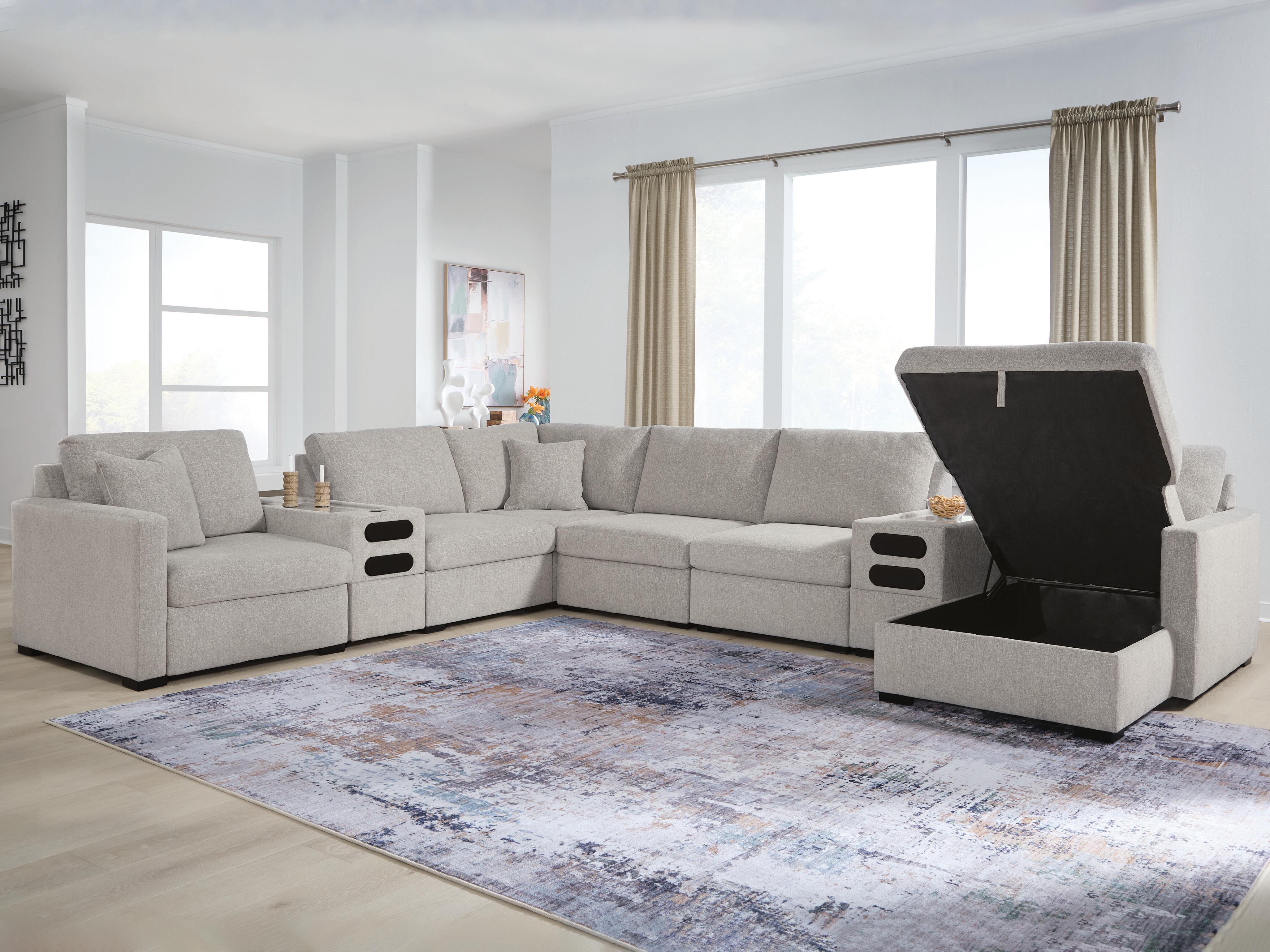 ModMax Luxe - 8-Piece Sectional With RAF Corner Chaise With Storage And Audio Consoles - Flint