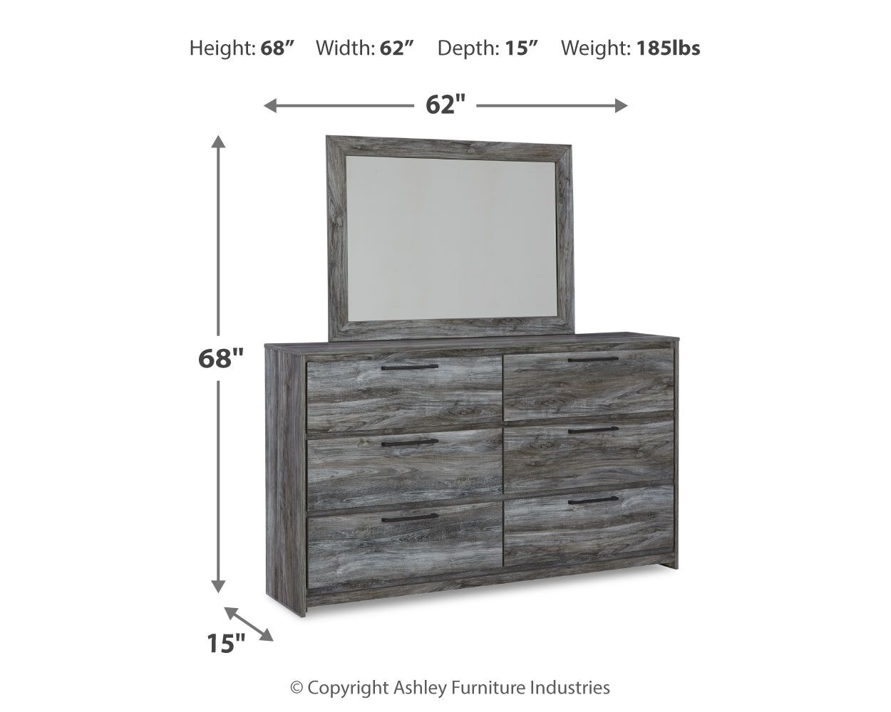 Ashley Furniture Baystorm - Dresser And Mirror - Gray - Image 8