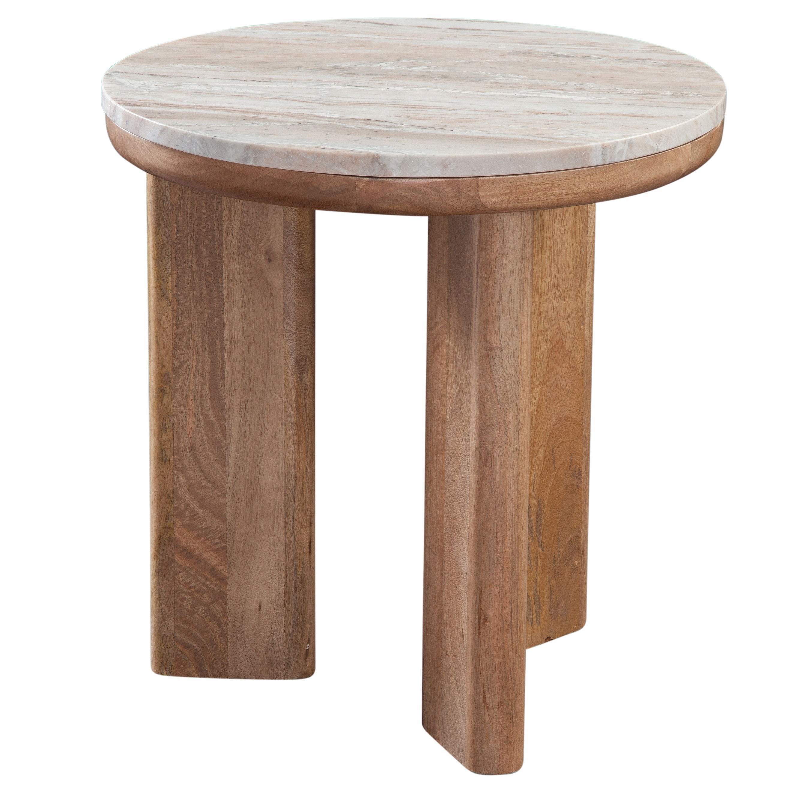 Sidney - Marble Top Round End Table - Brown