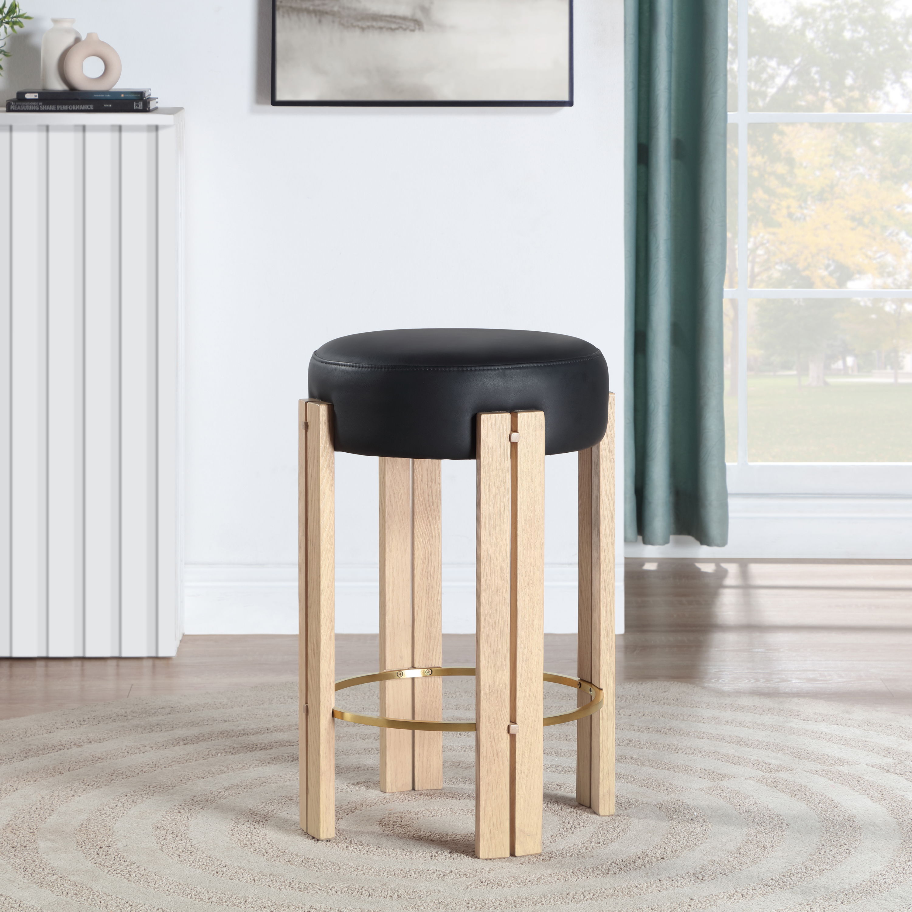 Harrison - Faux Leather Counter Stool - Black