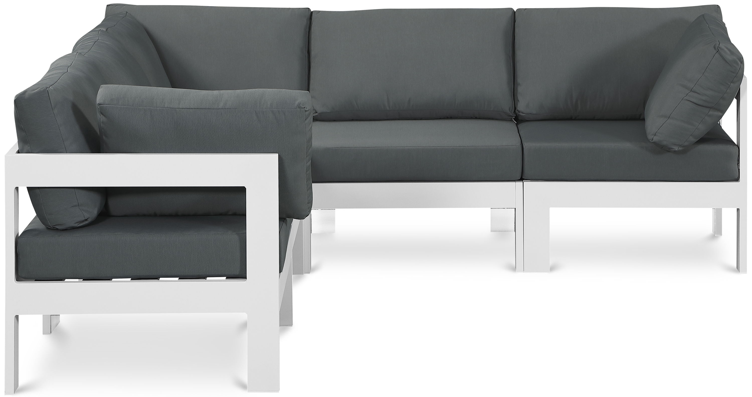 Nizuc - Outdoor Patio 5 Piece Modular Corner Sectional With White Frame - Gray