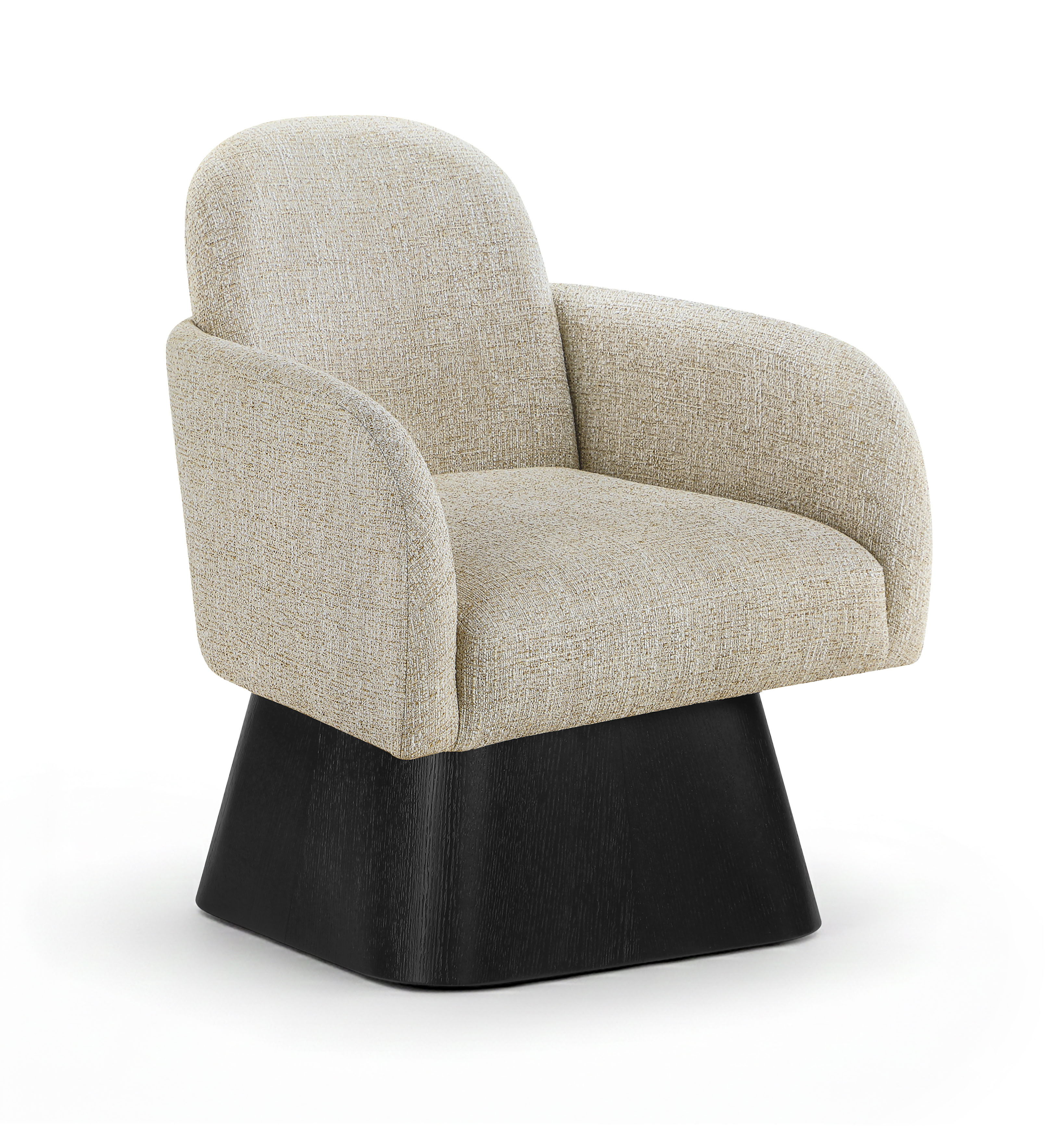 Marlowe - Linen Textured Fabric Upholstered Swivel Accent Chair - Beige / Stained Black