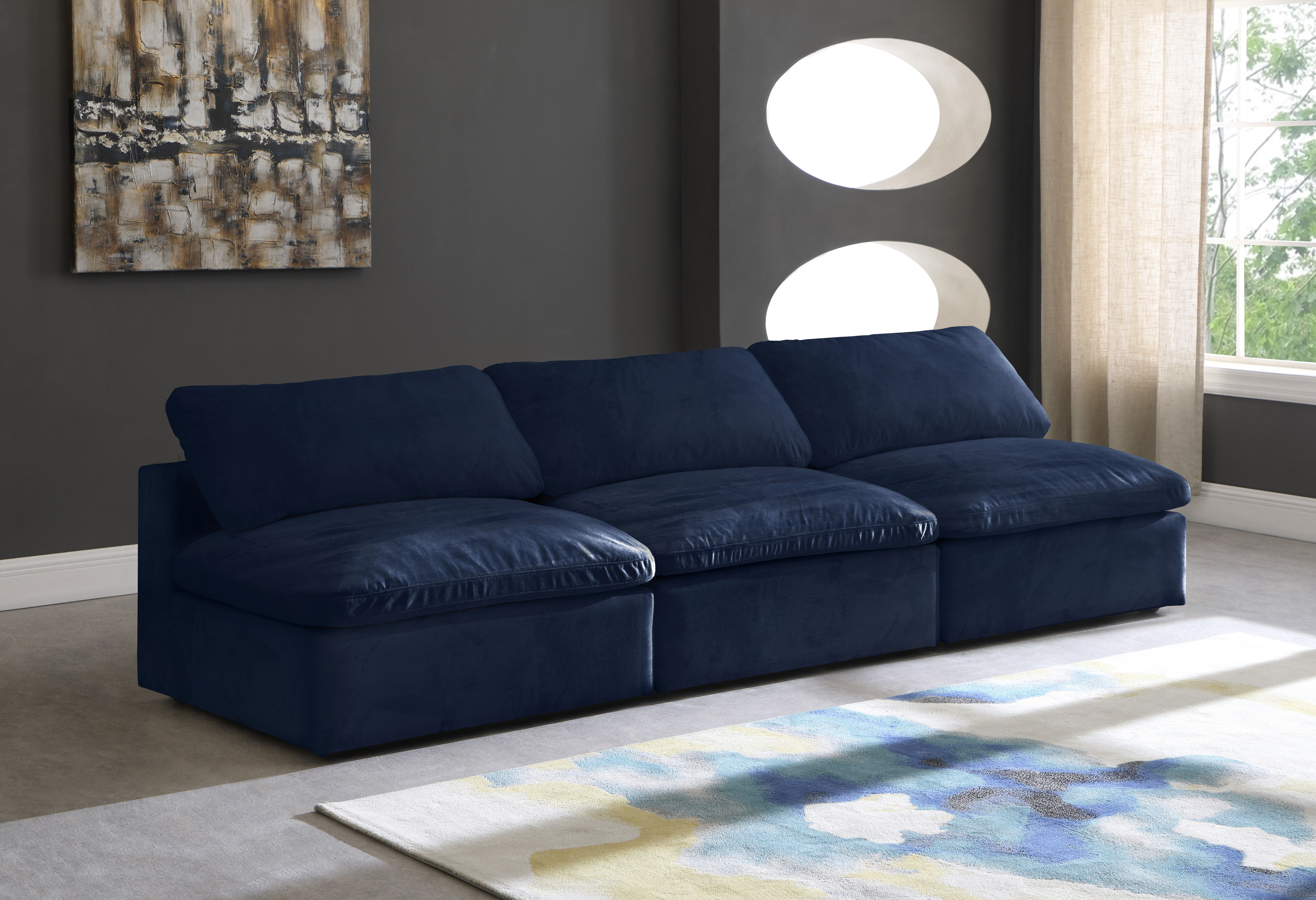Cozy - Modular 3 Piece Armless Sofa - Navy