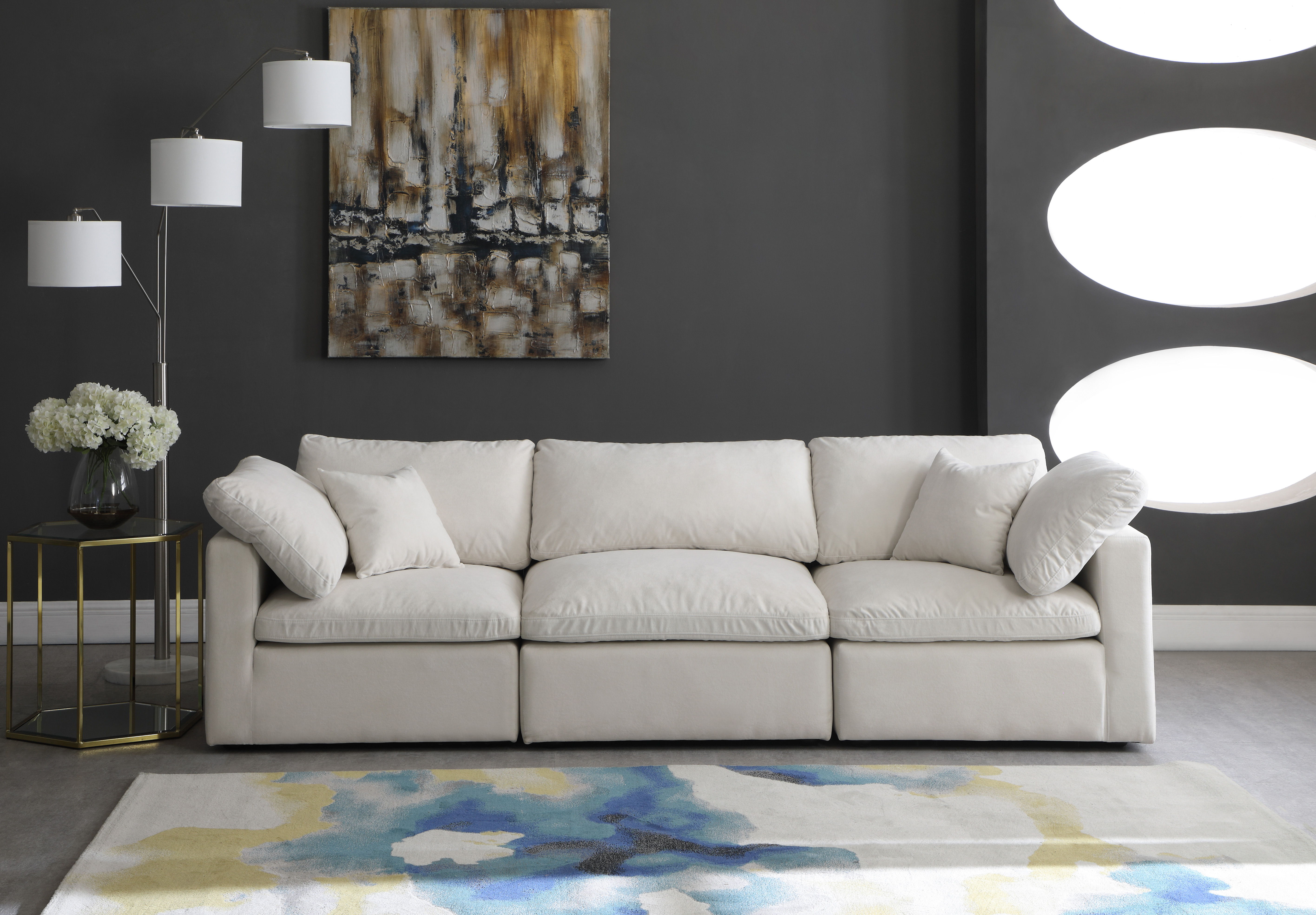 Plush - 3 Piece Modular Sofa - Cream