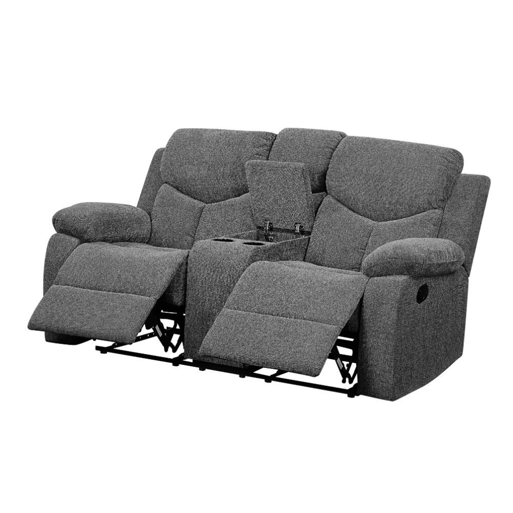 Kalen - Motion Loveseat With Console - Gray Chenille, dark gray, view 4