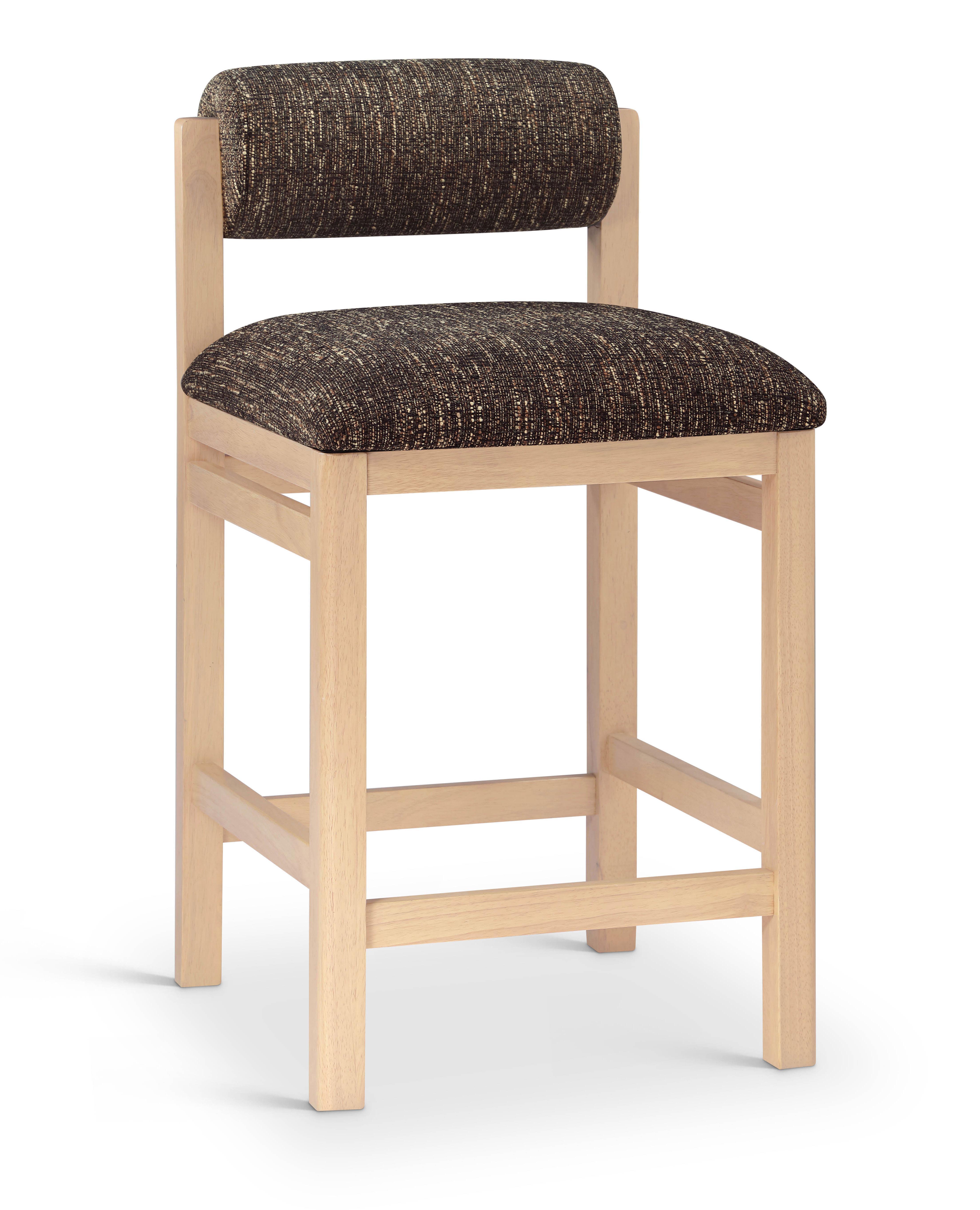Roundhill - Linen Textured Fabric Upholstered Counter Stool - Brown