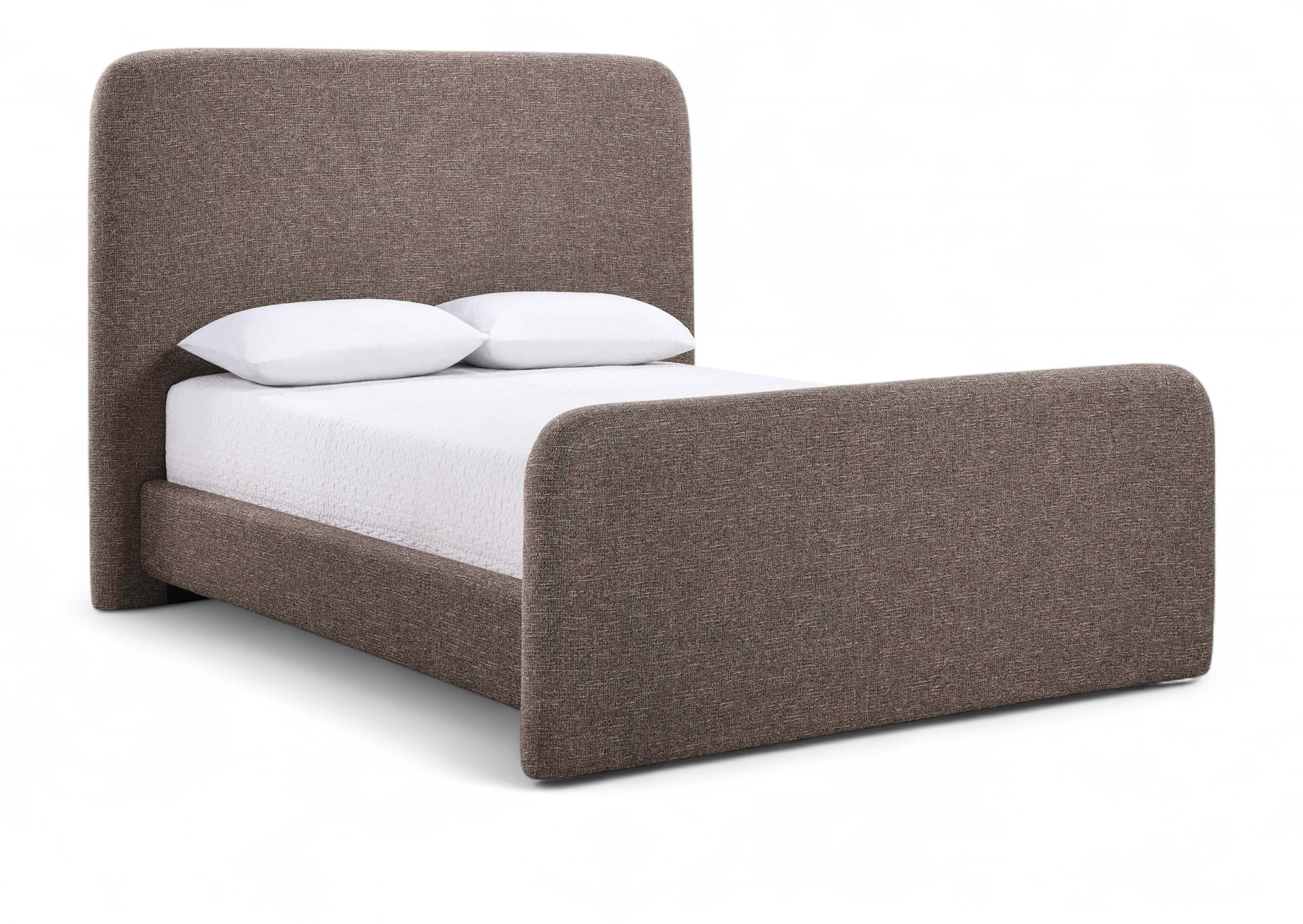 Fira - Linen Textured Fabric Upholstered King Bed - Brown