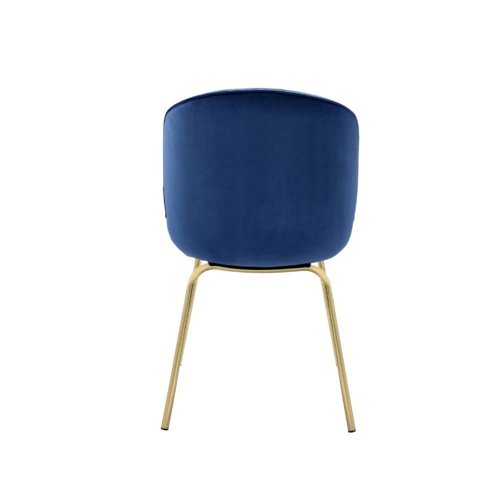Chuchip - Side Chair (Set of 2) - Blue Velvet & Gold, blue, view 3