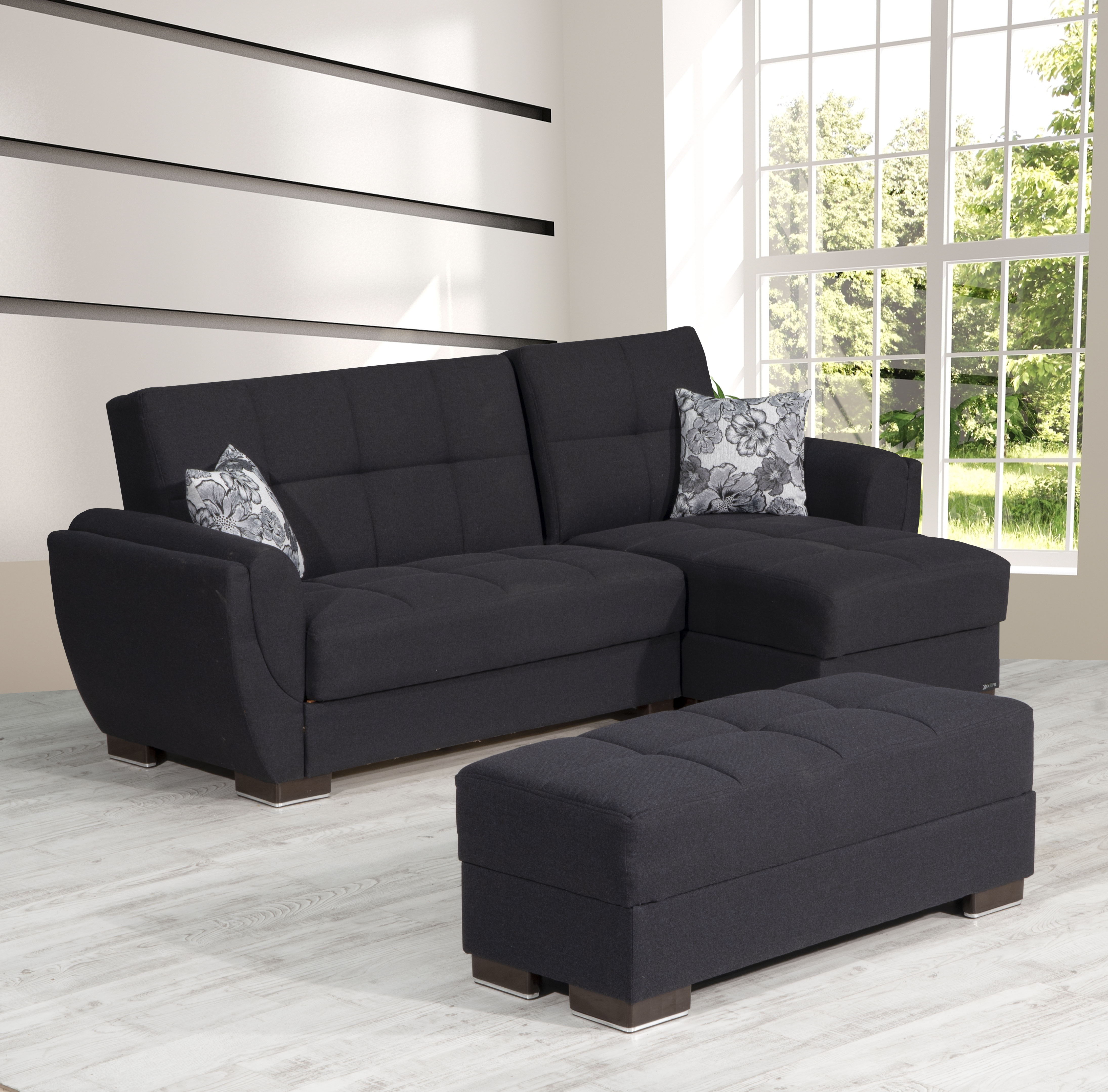 Ottomanson Armada Air Convertible Chaise Lounge With Storage Dark Blue New Lots Furniture