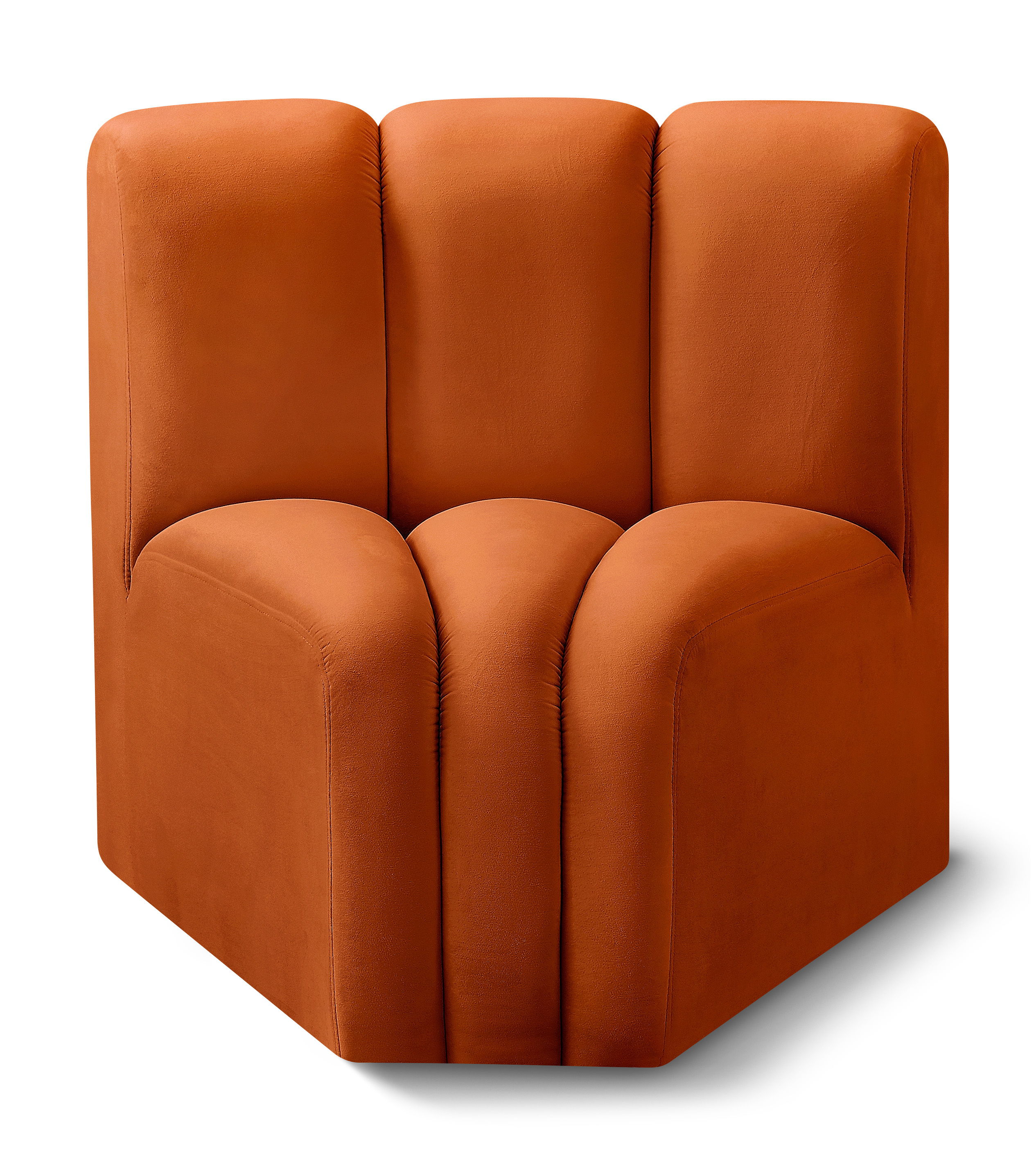 Arc - Velvet Curved Corner Chair - Cognac