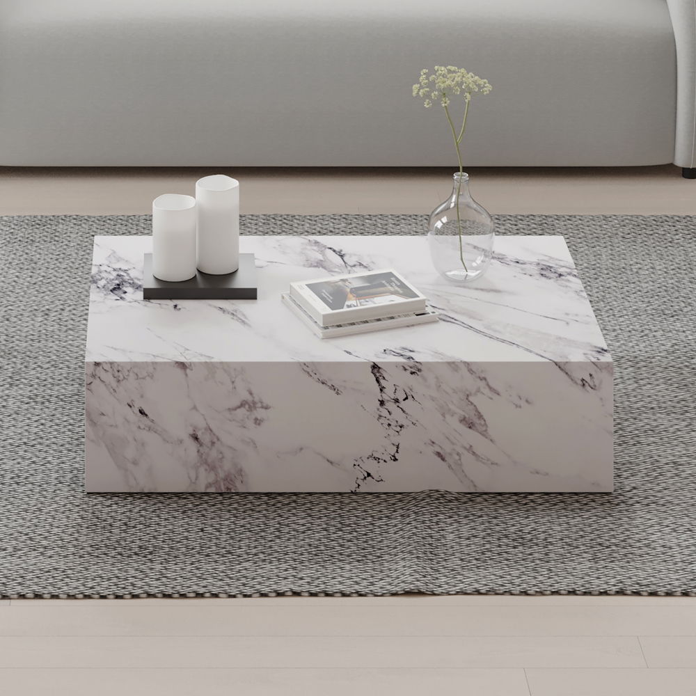 Fritzy - 48" Coffee Table - Engineered Stone, white