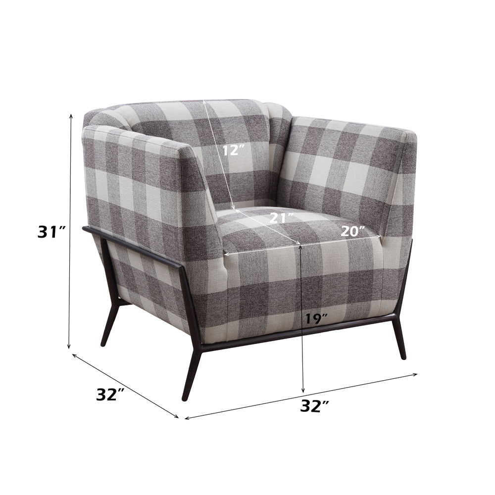 Niamey II - Accent Chair - Pattern Fabric & Metal Frame Black, beige, view 2