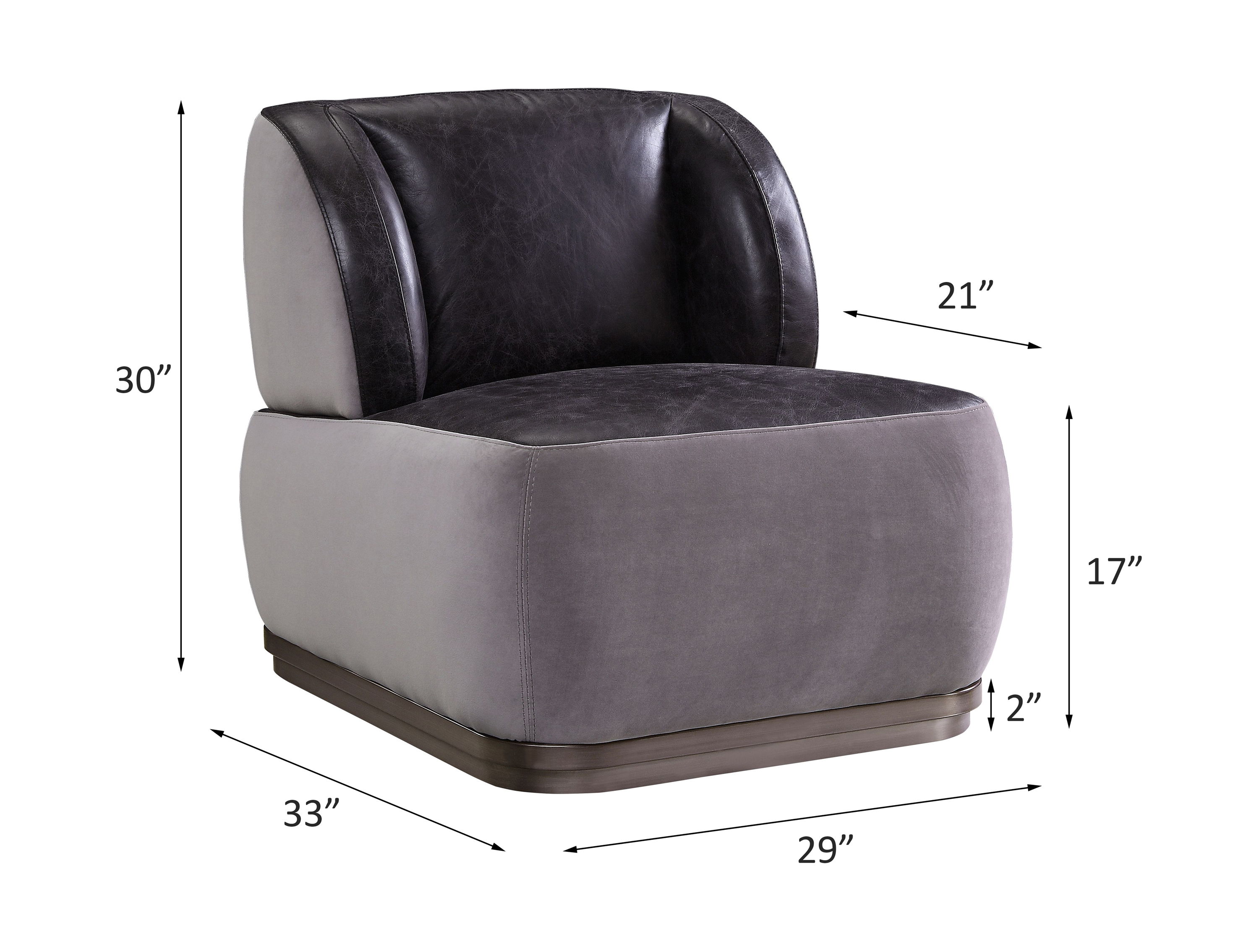 Decapree - Accent Chair - Antique Slate Top Grain Leather & Gray Velvet, dark gray, view 5